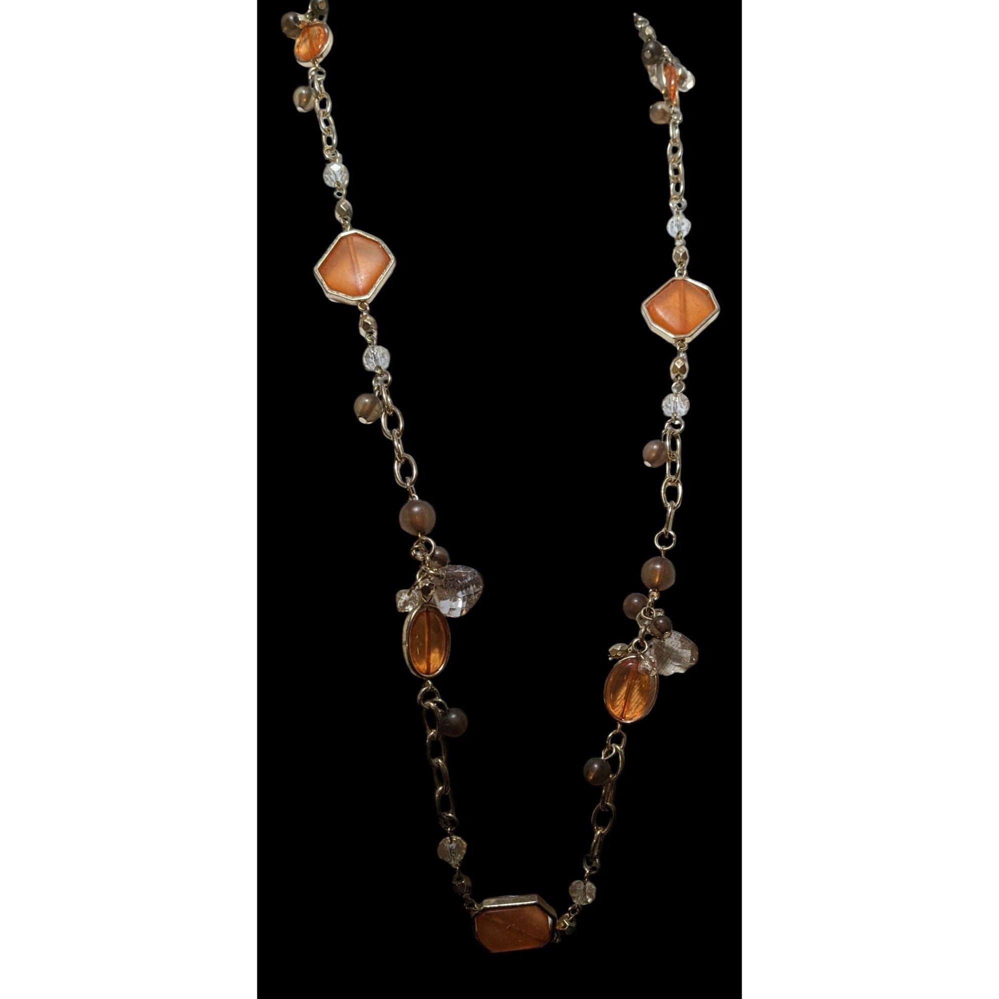 Other Retro Orange And Gold Glass Charm Necklace Size ONE SIZE - 3 Thumbnail