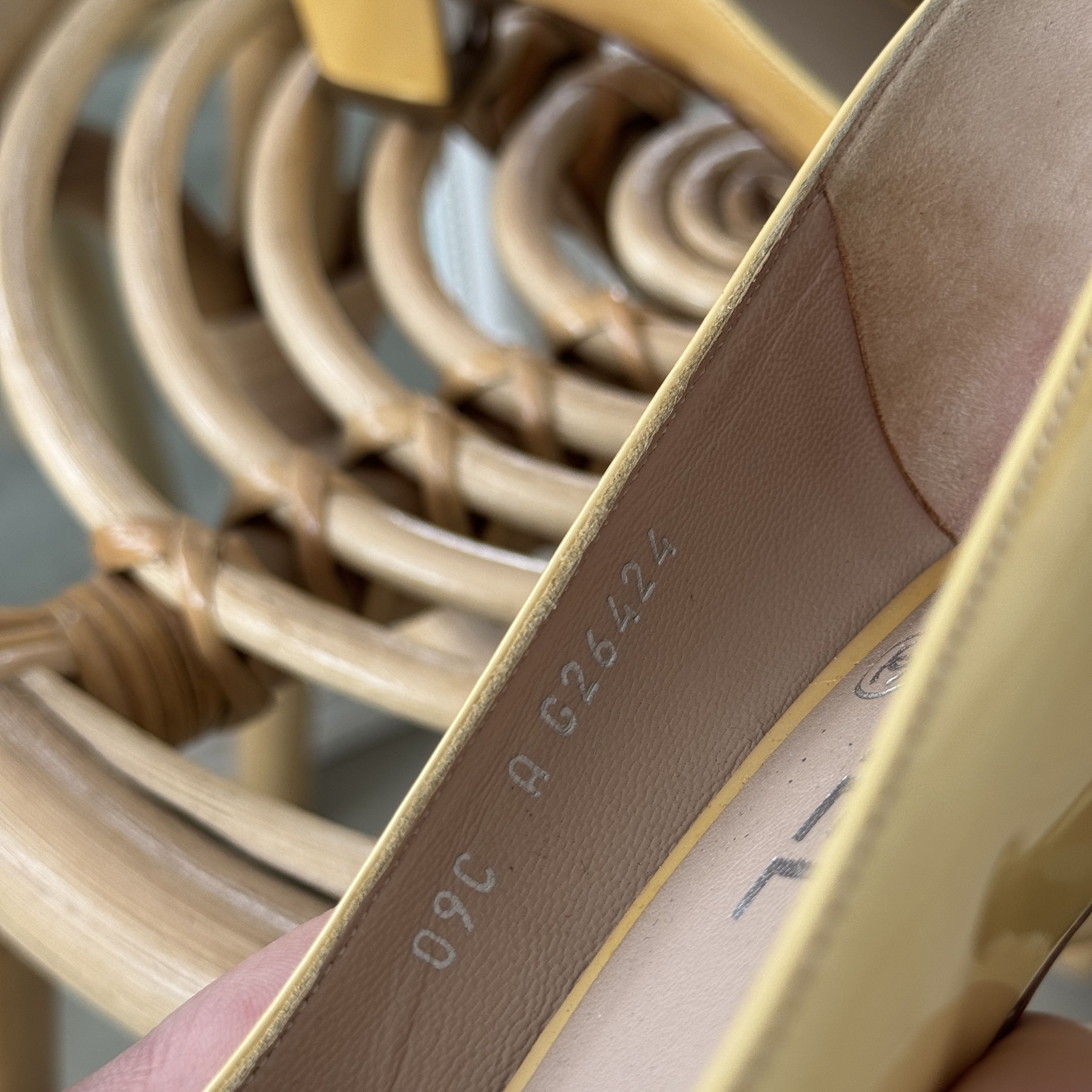 Chanel Chanel Yellow Patent Leather Peep Toe CC Logo Heels EU 38 Size US 8 / IT 38 - 6 Thumbnail