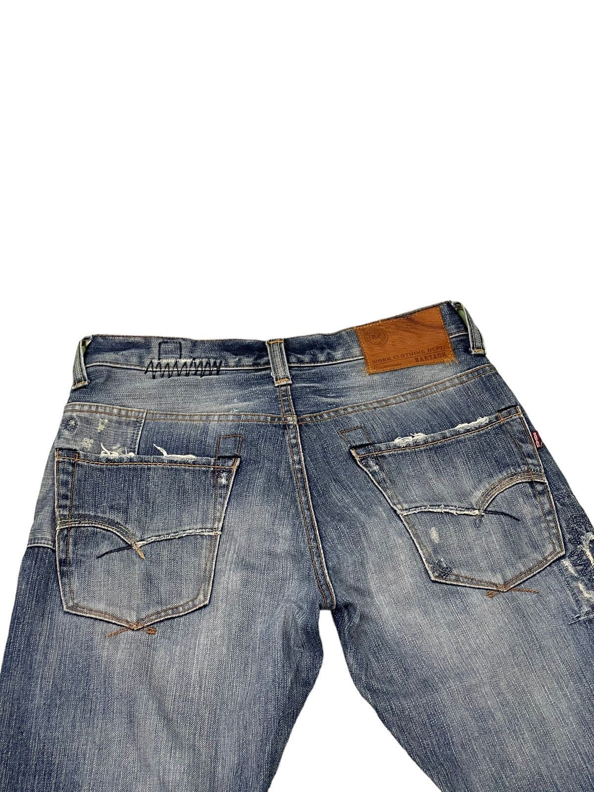 Japanese Brand Boro Jeans Bartacks Japan Patchwork Denim Cropped 7🟦9 Size US 29 - 20 Thumbnail