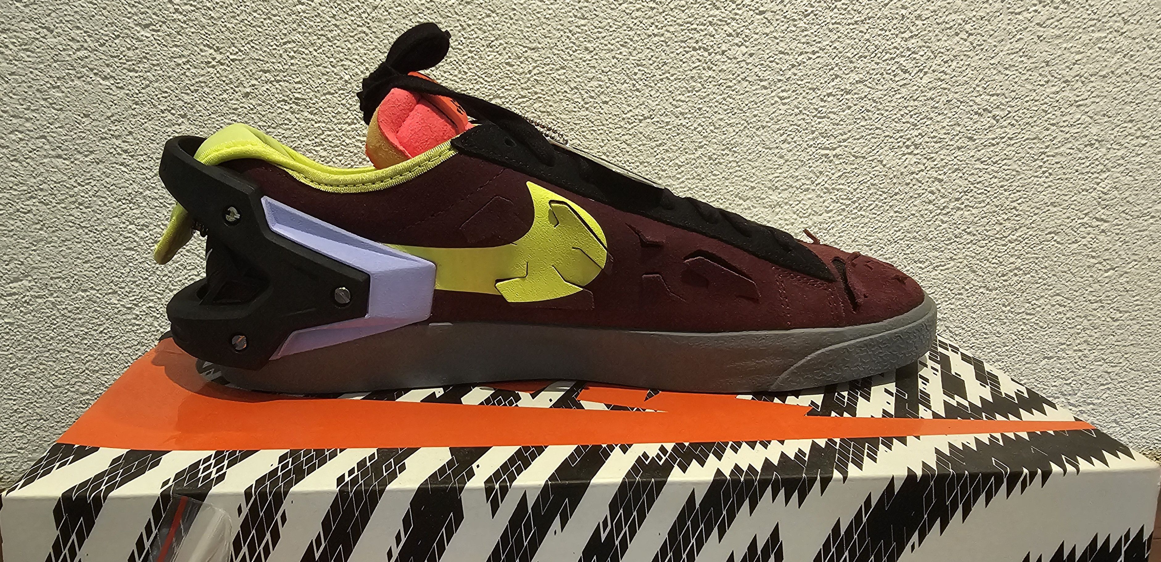 Acronym × Errolson Hugh × Nike Nike Blazer low Acronym maroon lemon NEW S9/42,5 Size US 9 / EU 42 - 9 Thumbnail