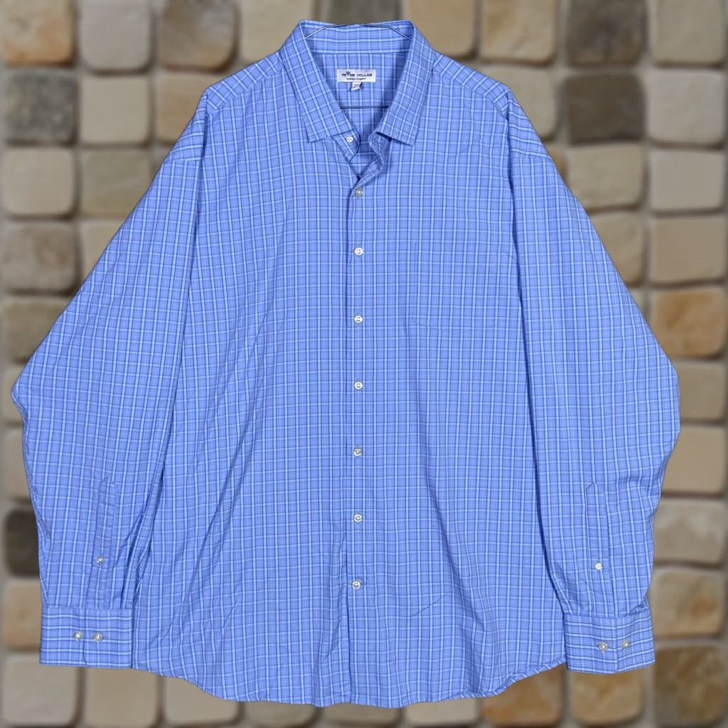 Peter Millar Peter Millar Shirt Mens 2XL Summer Comfort Performance WIndowpane Check - Luxury Size US XXL / EU 58 / 5 - 1 Thumbnail