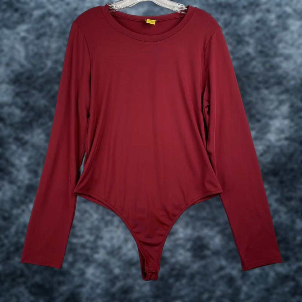 Vintage Daisy Long Sleeve Bodysuit Burgundy Red Slimming Knit 2X Daisy Women+ 2X Red Shop Bodysuit Slimming Top Size XXL / US 16-18 / IT 52-54 - 1 Thumbnail