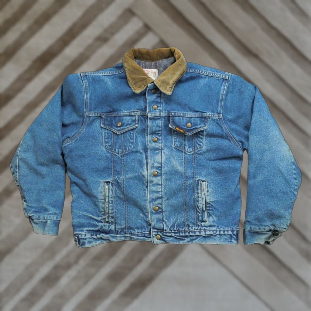 Vintage VINTAGE Key Jacket Mens 48 Denim Blue Lined Saddle King Distressed Cotton Jeans Coat - Casual - Regular - Snap - Basic - 3/10 Condition - Men Size US 32 / EU 48 - 1 Thumbnail