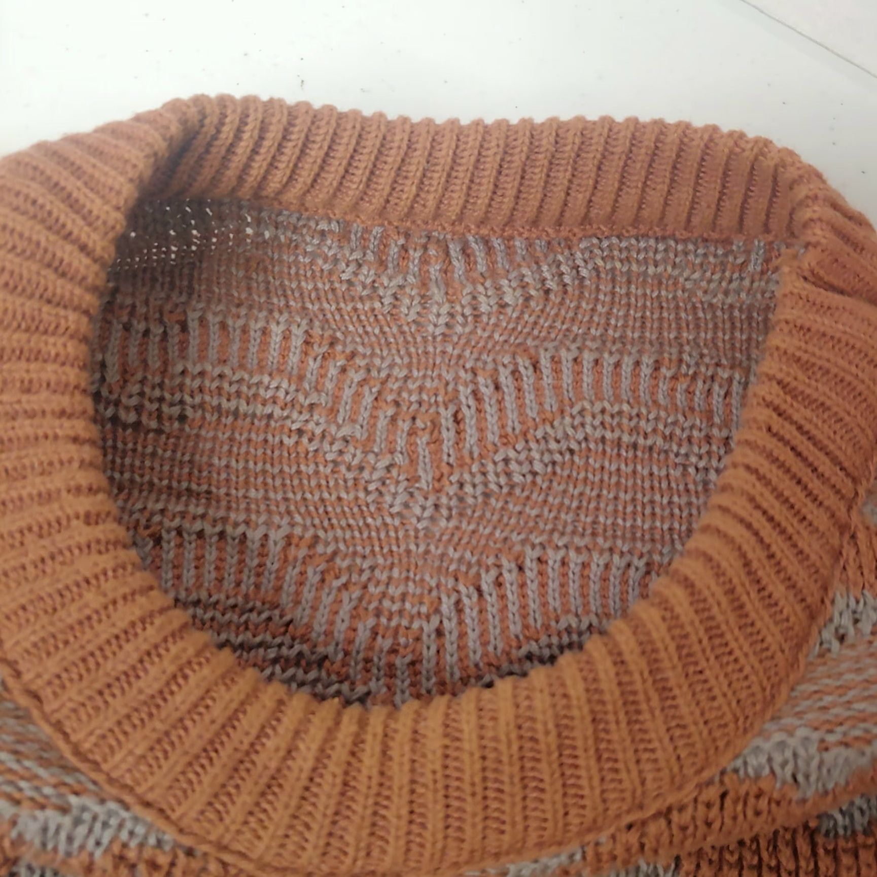 Vintage VINTAGE 1970s Men Sweater Pullover Crew Neck Long Sleeve Geometric Knit Acrylic Large Brown Blue Retro Grandpa Size US L / EU 52-54 / 3 - 5 Thumbnail