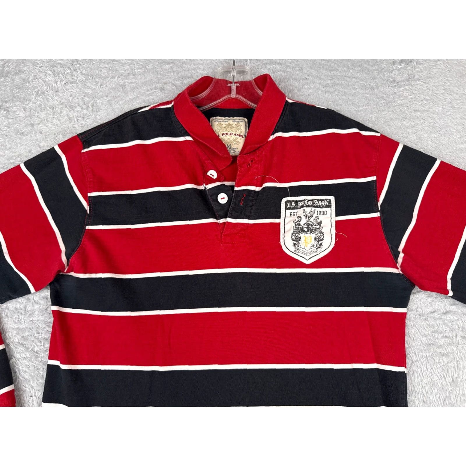 Vintage US Polo Assn Polo Shirt Men M Red Stripe Long Sleeve 100% Cotton Polo Shirt Vintage? No Size US M / EU 48-50 / 2 - 4 Thumbnail