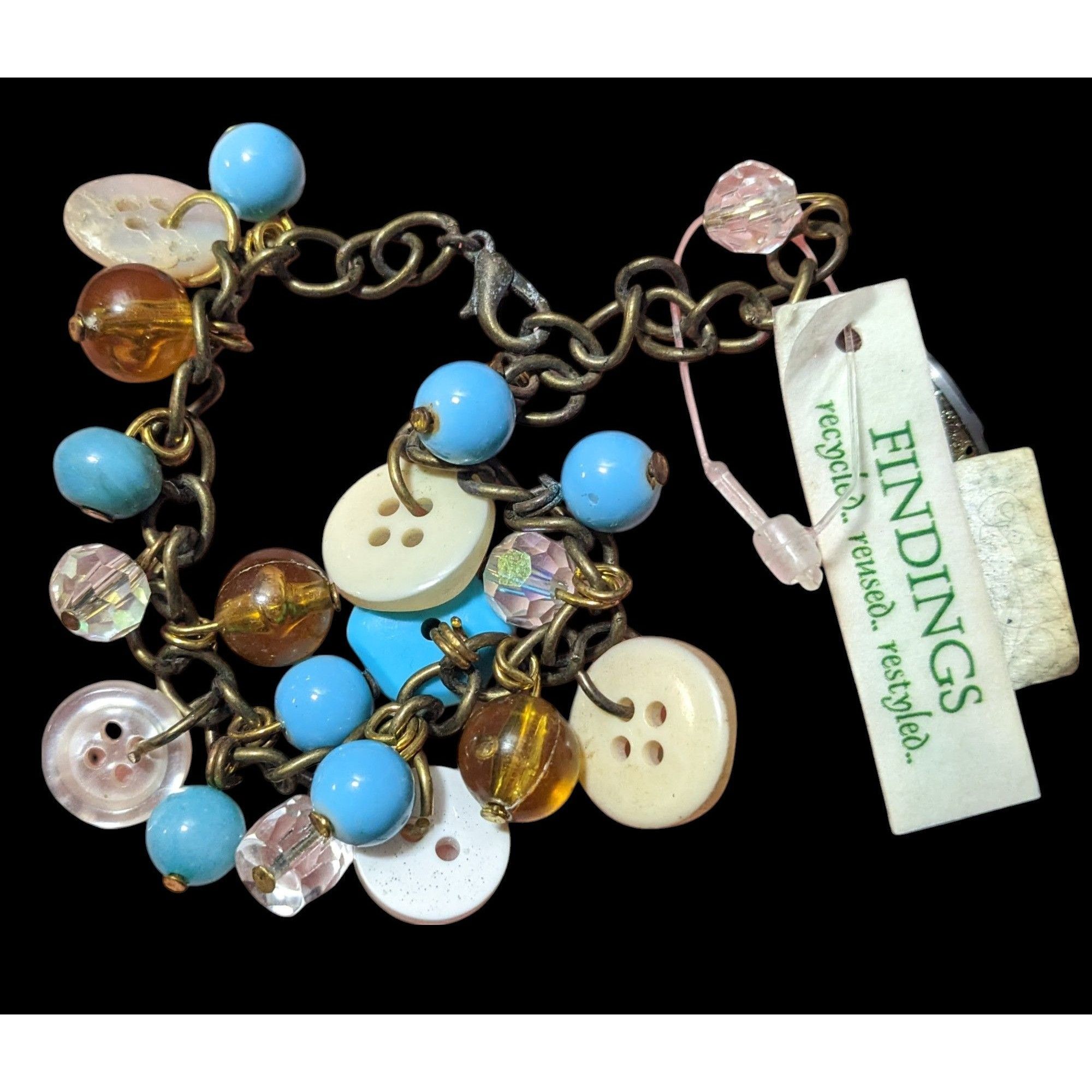 Other Findings Beaded Button Charm Recycled Bracelet Size ONE SIZE - 3 Thumbnail