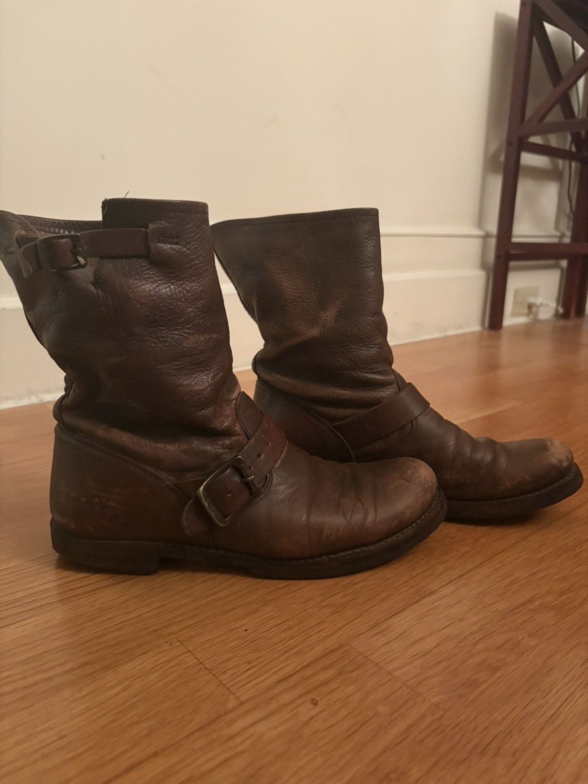 Frye Frye Harness Boots Brown Leather Buckle Harness Size US 8.5 / IT 38.5 - 2 Thumbnail