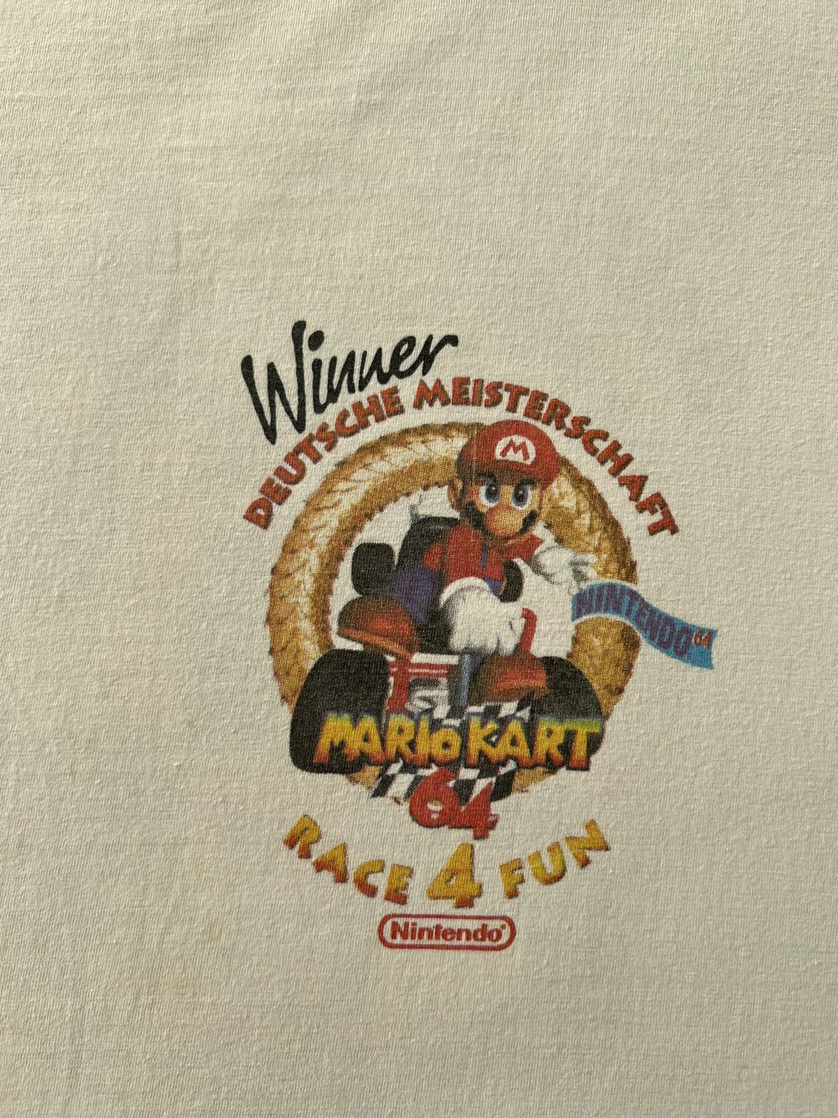 Nintendo Vintage 90s Mario Kart Nintendo 64 Video Game White T-shirt Size US L / EU 52-54 / 3 - 4 Thumbnail