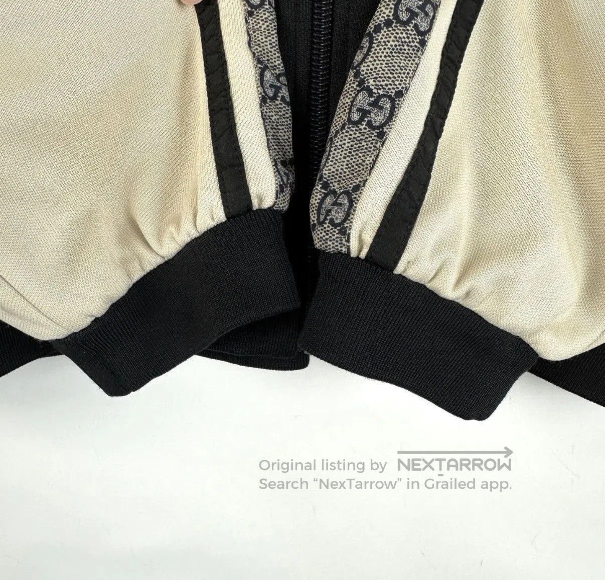 Gucci Black Zip-Up Light Jacket with Patterned Sleeves. Size US M / EU 48-50 / 2 - 6 Thumbnail
