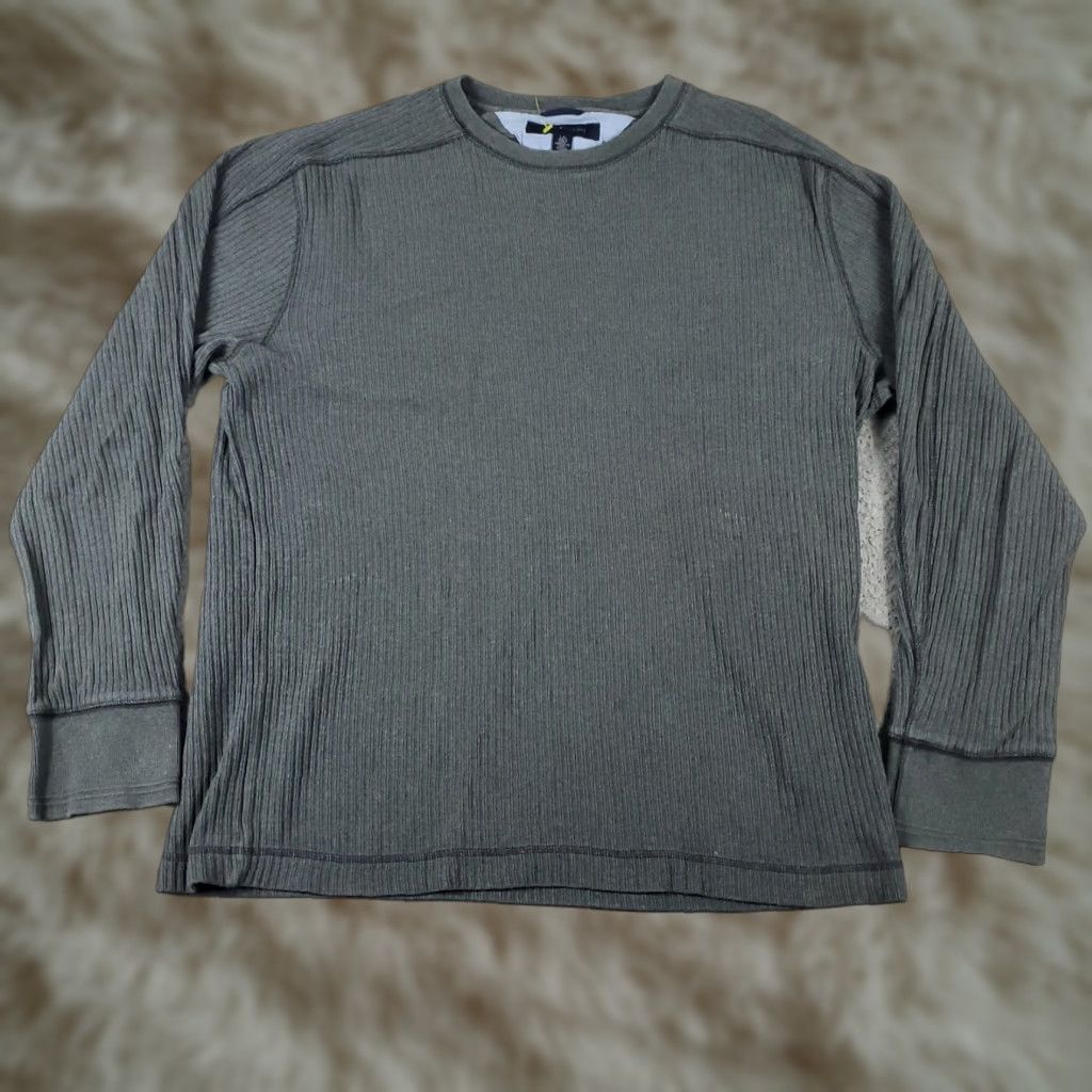 Tommy Hilfiger Tommy Hilfiger Long Sleeve T-Shirt Adult Large Gray Thermal Knit Casual Mens Size US L / EU 52-54 / 3 - 1 Thumbnail