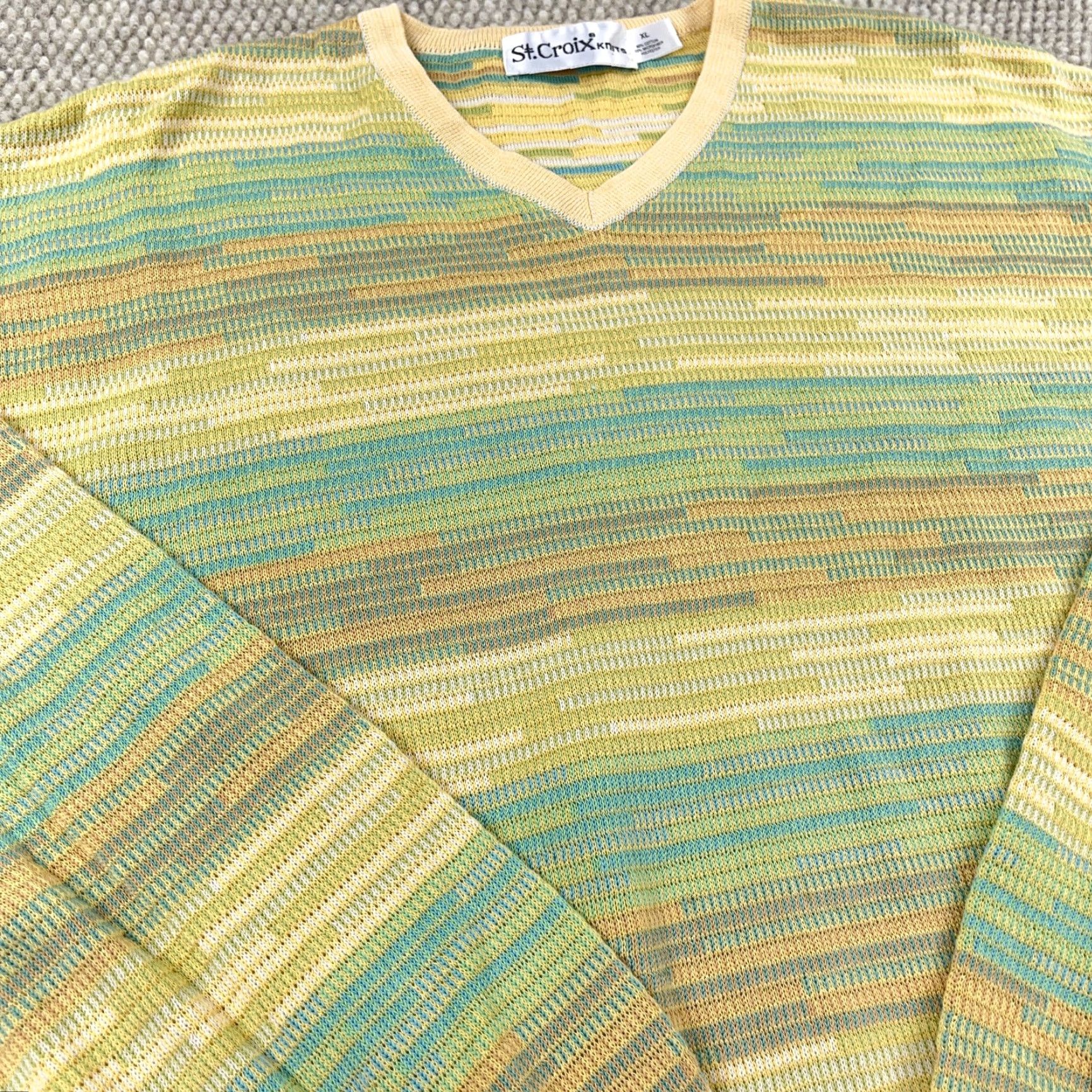 Vintage VINTAGE St. Croix Mens Sweater Pullover Adult XL Long Sleeve Striped Knit Yellow Casual Size US XL / EU 56 / 4 - 5 Thumbnail