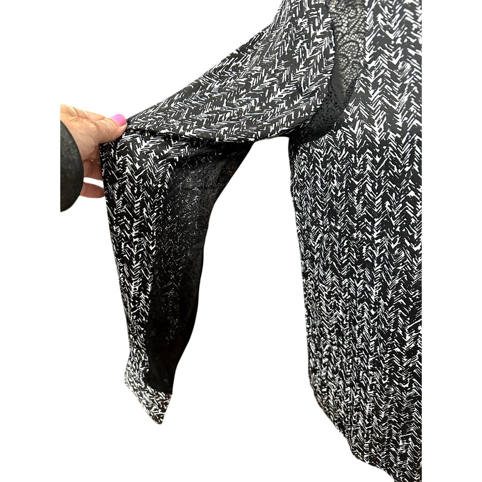 Other Ellen Tracy Blouse Abstract Long Sleeve Sheer Black/White S Size S / US 4 / IT 40 - 4 Thumbnail