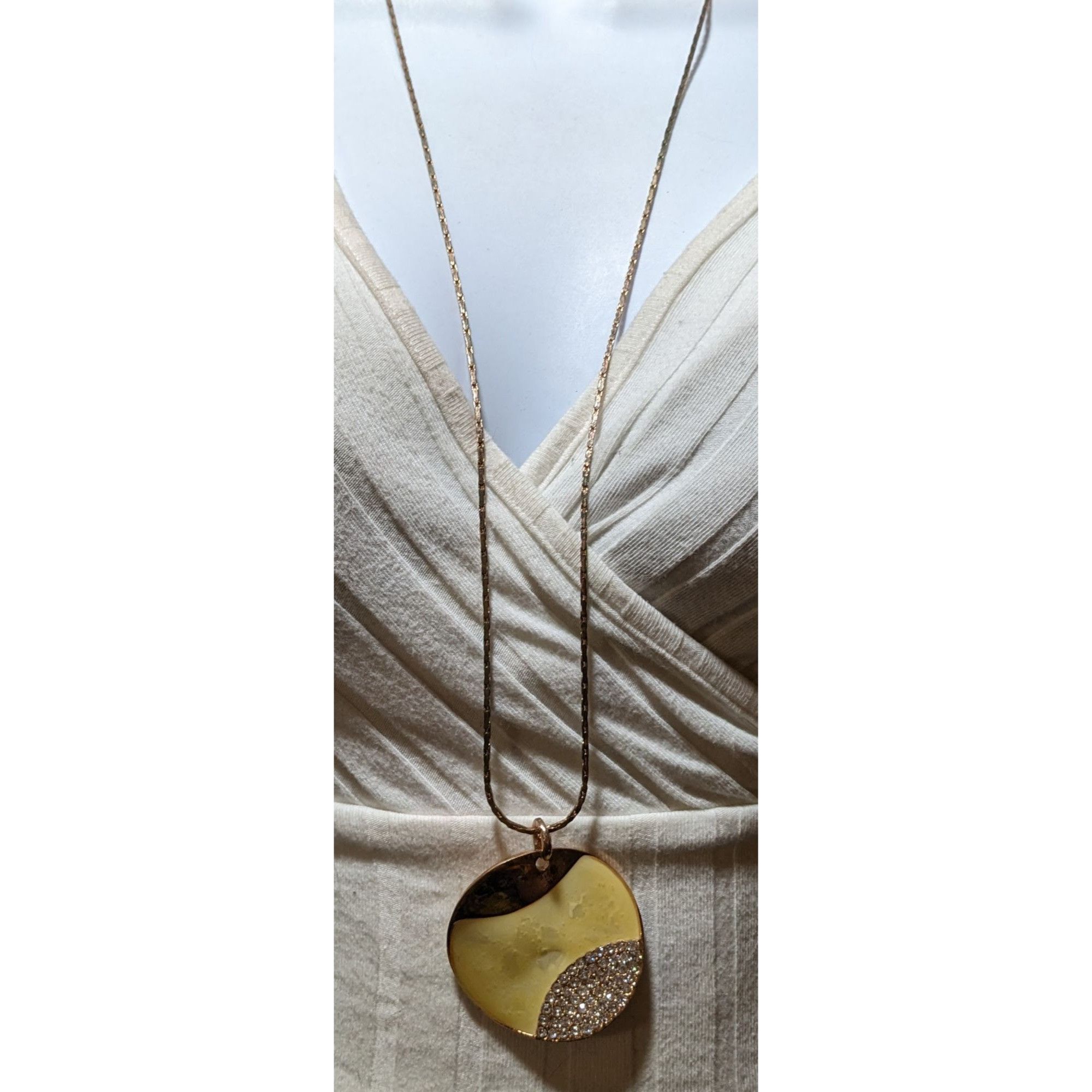 Other Gold And Yellow Enamel Rhinestone Pendant Necklace Size ONE SIZE - 7 Thumbnail