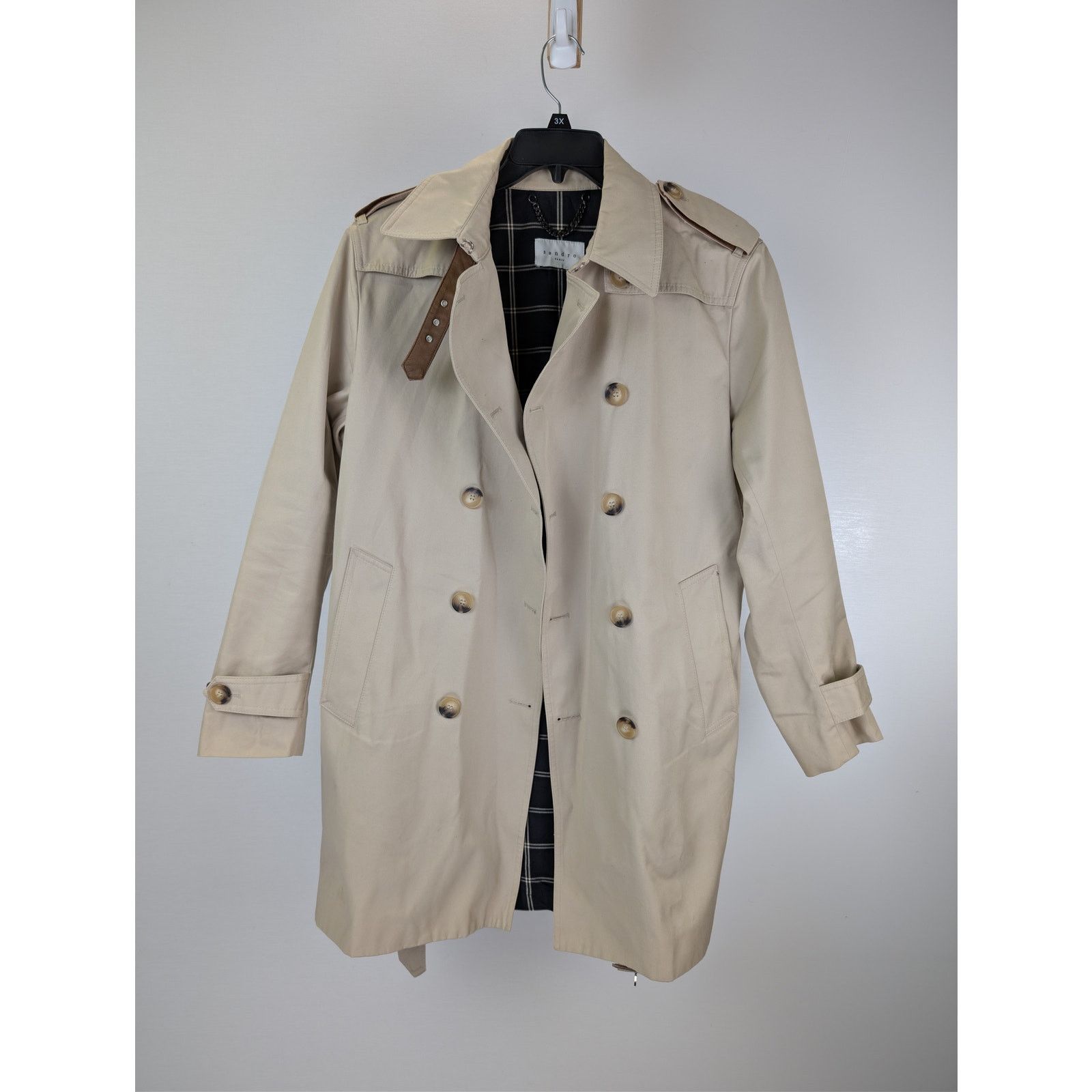 Sandro o1rshd1 CC20 double-breasted belted trench coat in beige Size US L / EU 52-54 / 3 - 1 Thumbnail
