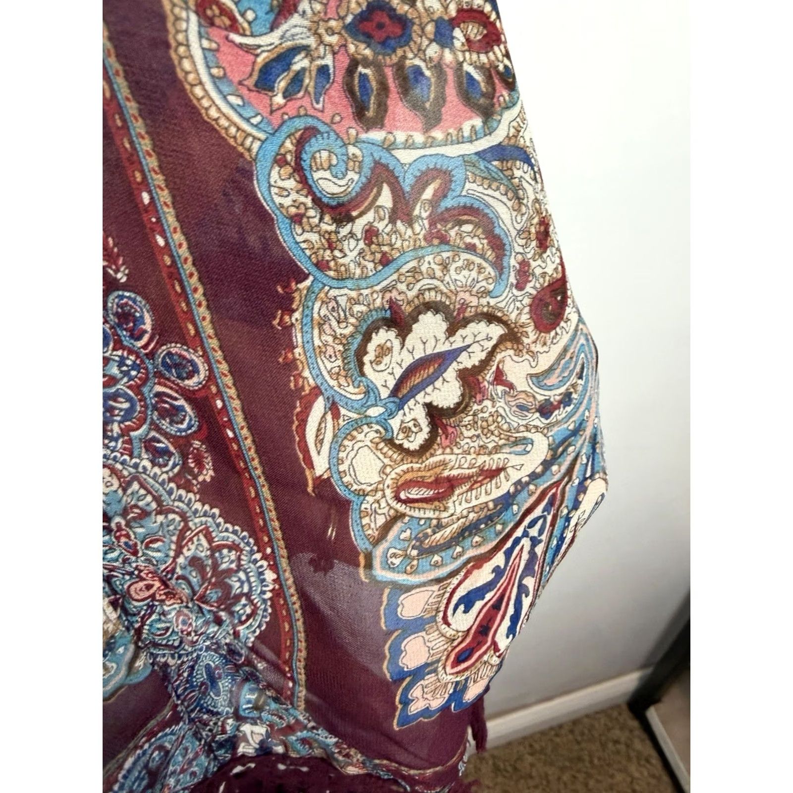 Layer 8 UMGEE Burgundy Floral Kimono Womens S Kimono Lightweight Open Boho Casual Color Red Size S / US 4 / IT 40 - 5 Thumbnail