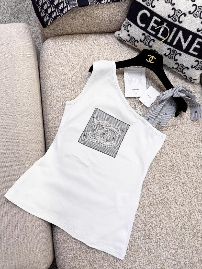 Chanel Chanel One-shoulder bow stud bead double Clogo vest suspen Size XS / US 0-2 / IT 36-38 - 2 Thumbnail