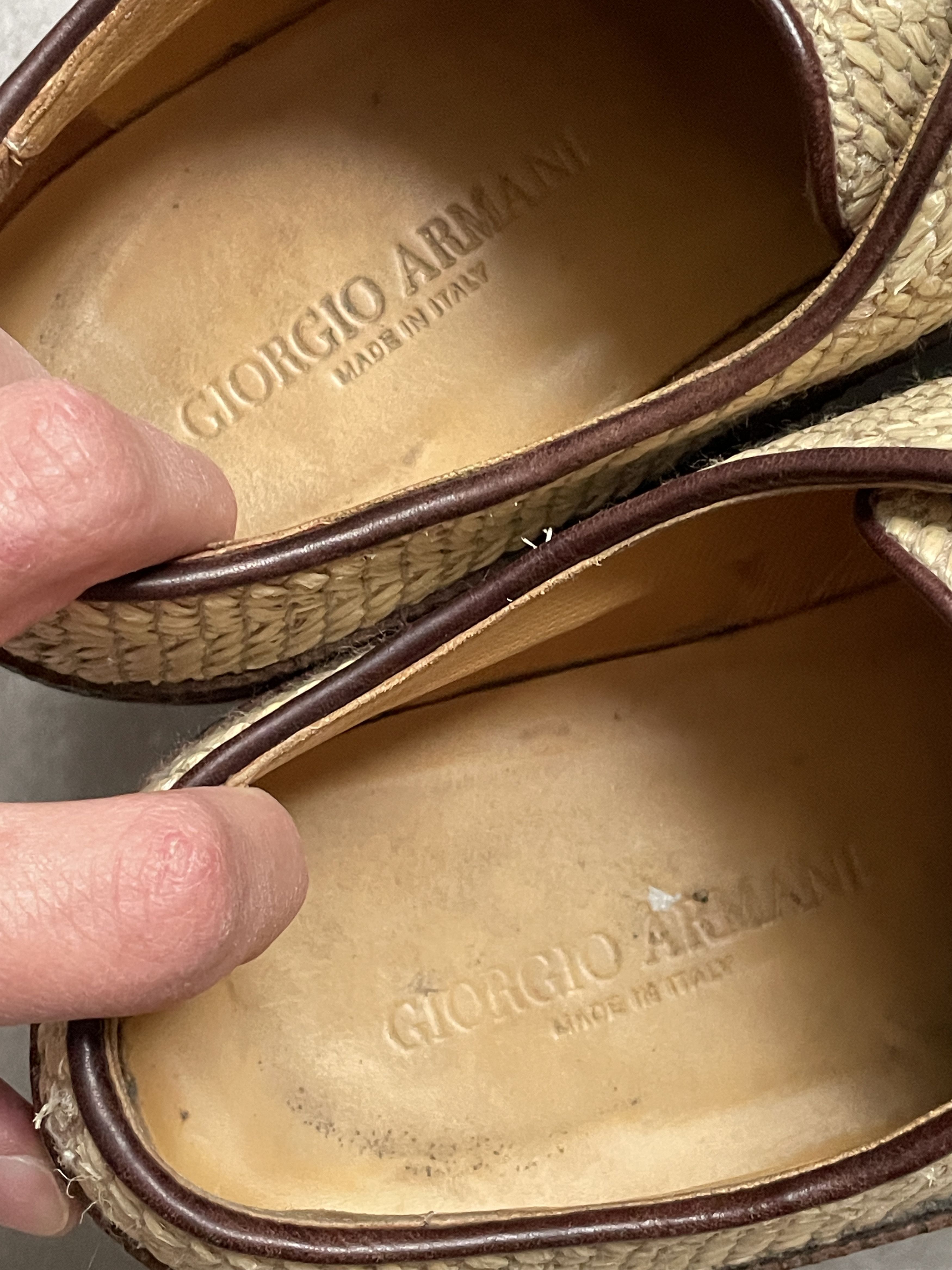 Giorgio Armani GIORGIO ARMANI BROWN LEATHER STRAW OXFORD SHOES Size US 11 / EU 44 - 4 Thumbnail
