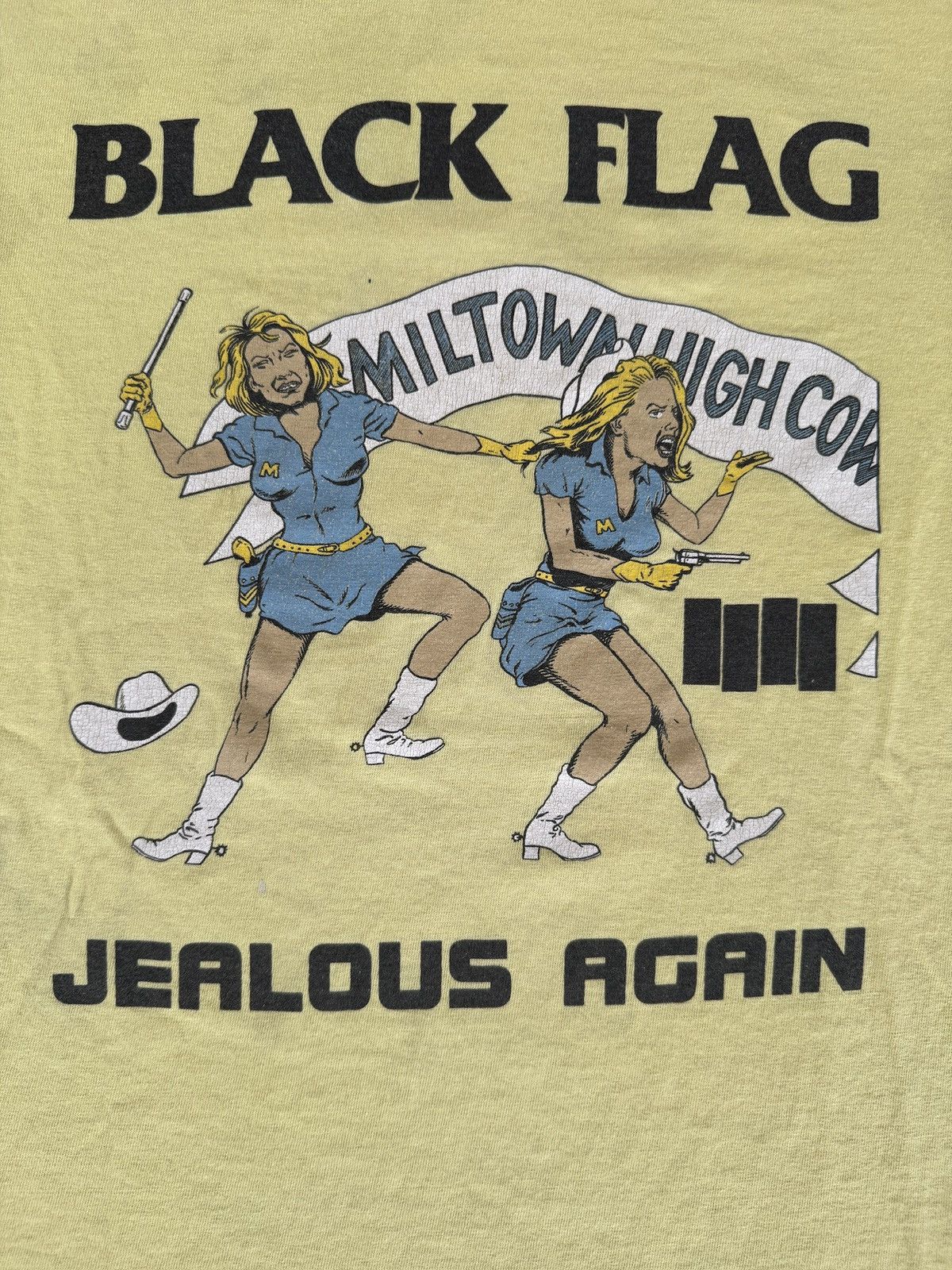 Band Tees *RARE* 90s Y2K 00s VINTAGE BLACK FLAG JEALOUS AGAIN YELLOW Size US M / EU 48-50 / 2 - 6 Thumbnail