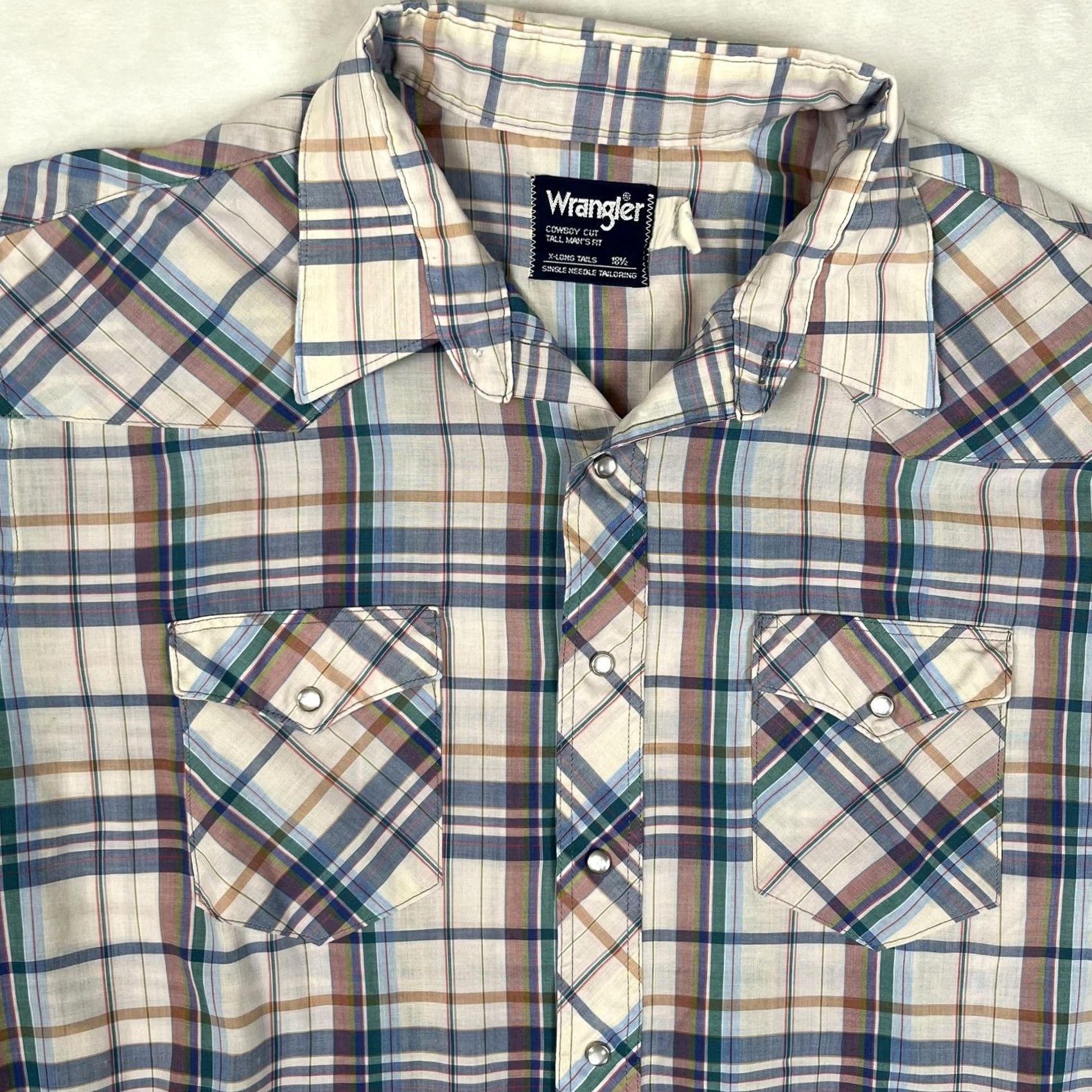 Wrangler Wrangler Shirt Mens 2XLT Multicolor Plaid Short Sleeve Snap Front Western Tall Size US XXL / EU 58 / 5 - 2 Thumbnail