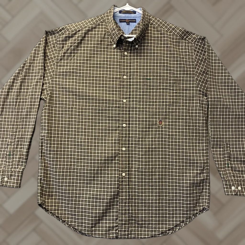 Tommy Hilfiger Tommy Hilfiger Shirt Button-Up Check Brown Long Sleeve XL Mens Size XL / US 12-14 / IT 48-50 - 1 Thumbnail