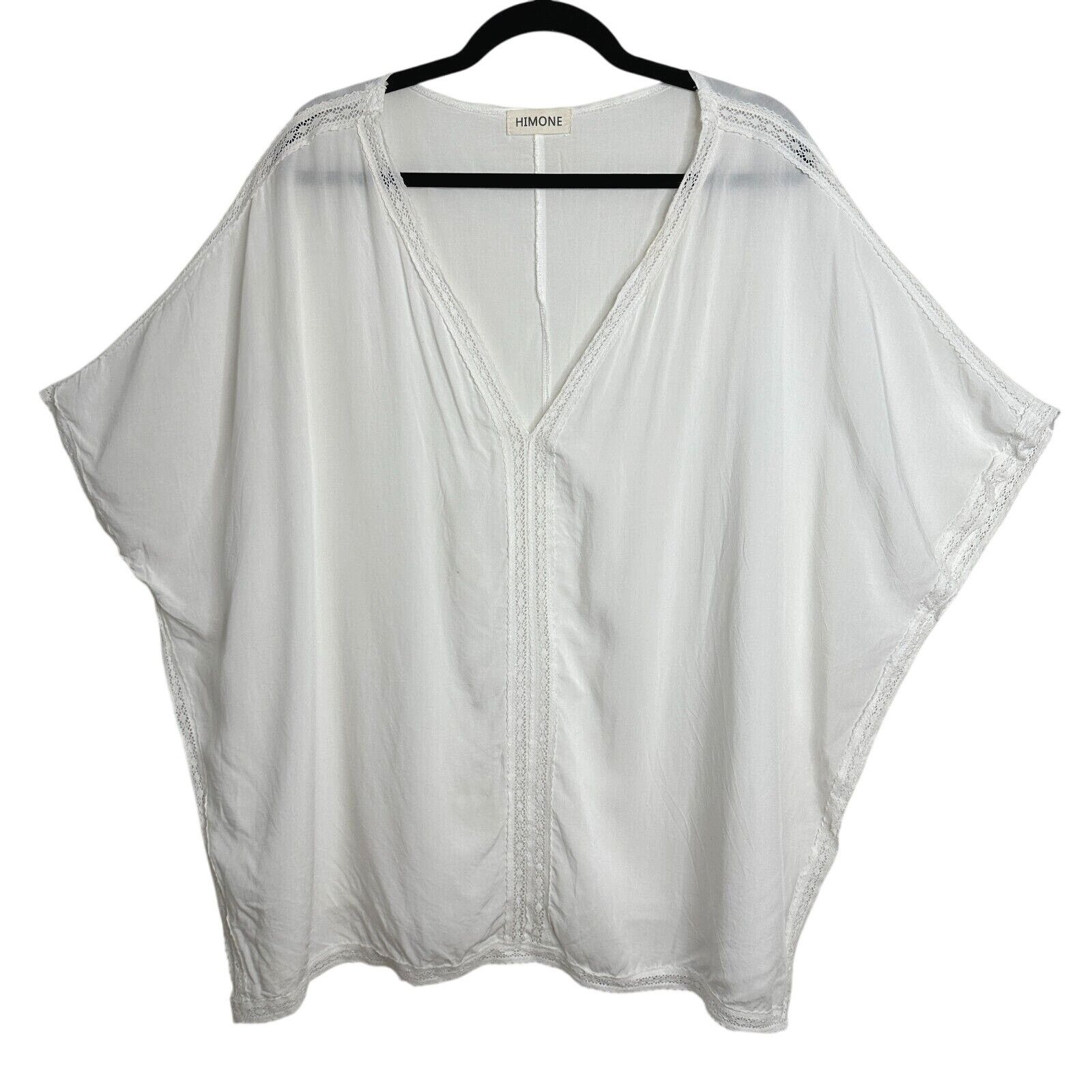 Other Himone White Sleeveless V-Neck Crochet Top Beach Coverup OS Size ONE SIZE - 1 Thumbnail