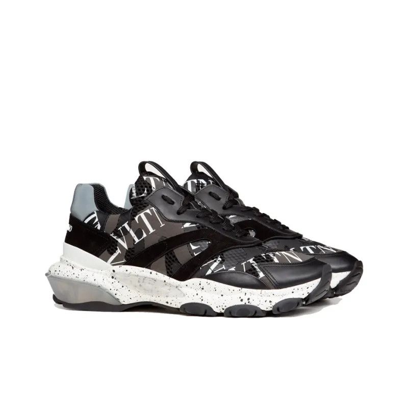 Valentino o1y0525 Logo Low-Top Sneakers in Lead/Black Size US 8 / EU 41 - 3 Thumbnail