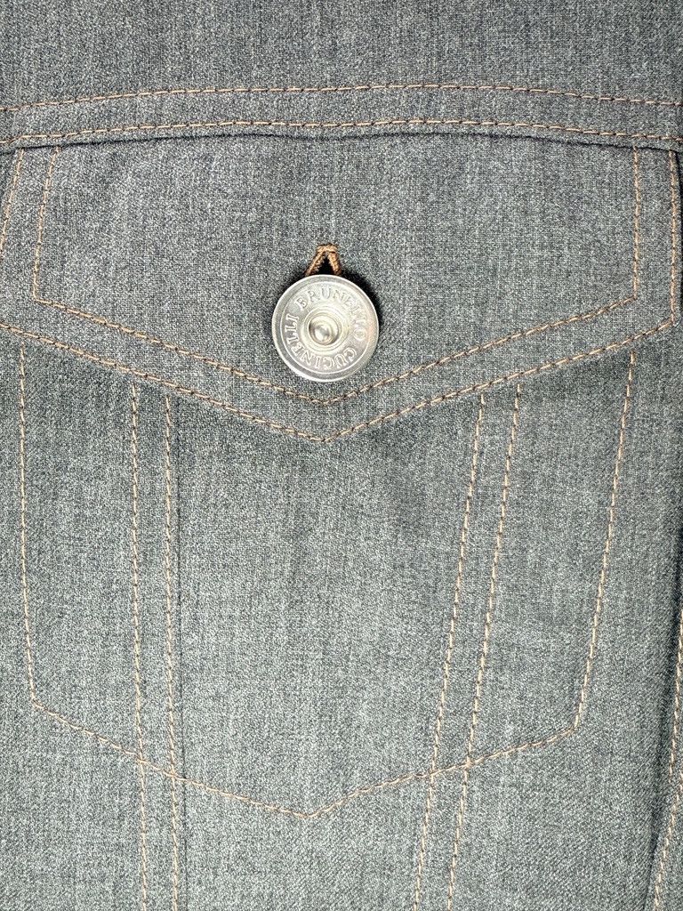 Brunello Cucinelli BRUNELLO CUCINELLI Wool Denim Bomber Grey Jacket Size US M / EU 48-50 / 2 - 8 Thumbnail