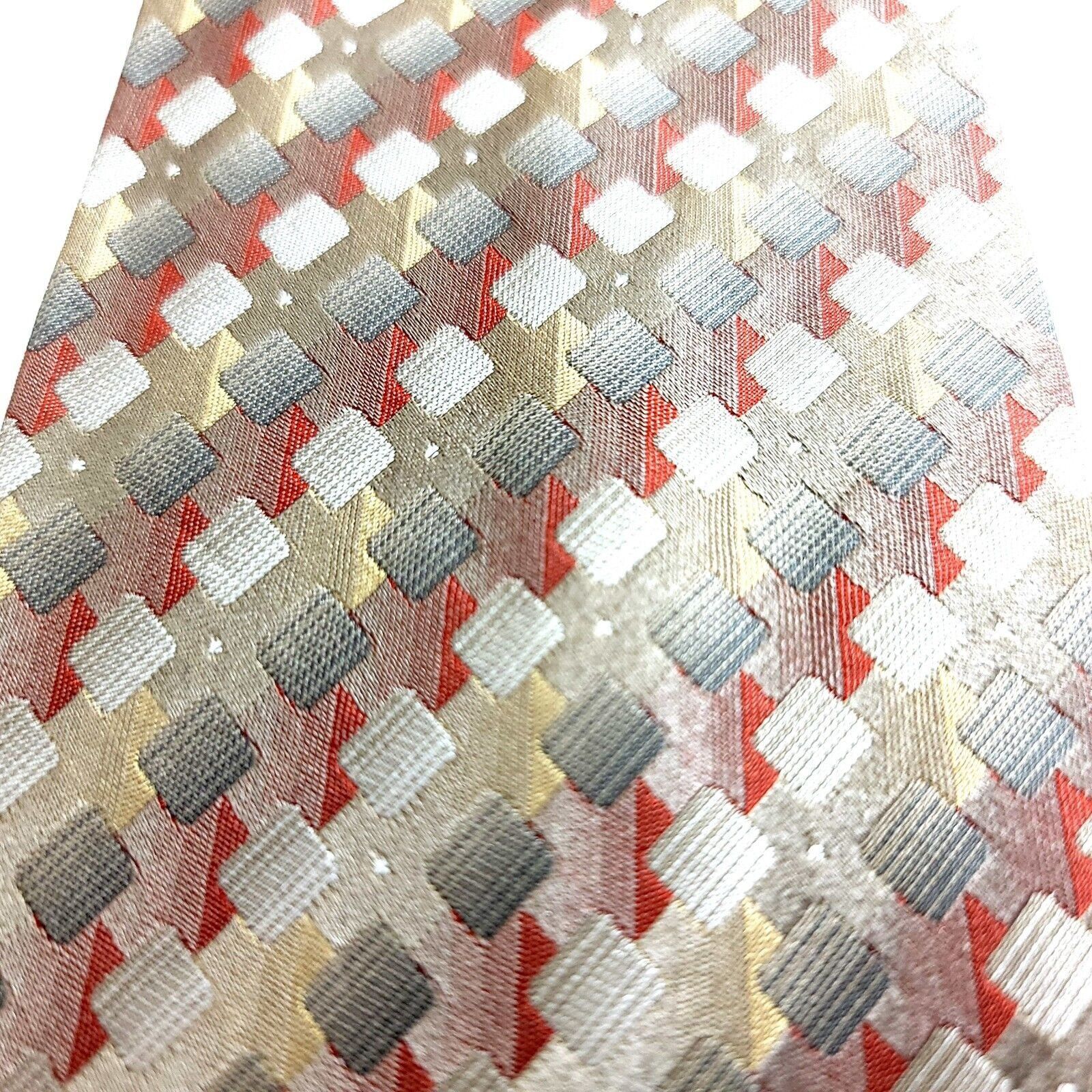 Van Heusen Van Heusen Brown Tan Red Woven Geometric Stain Resistant Sil Size ONE SIZE - 2 Thumbnail