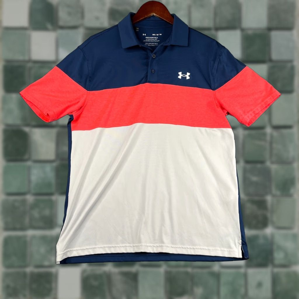 Under Armour Under Armour Polo Shirt Mens Medium Multicolor Striped Performance Stretch Short Sleeve Golf Shirt Size US M / EU 48-50 / 2 - 1 Thumbnail