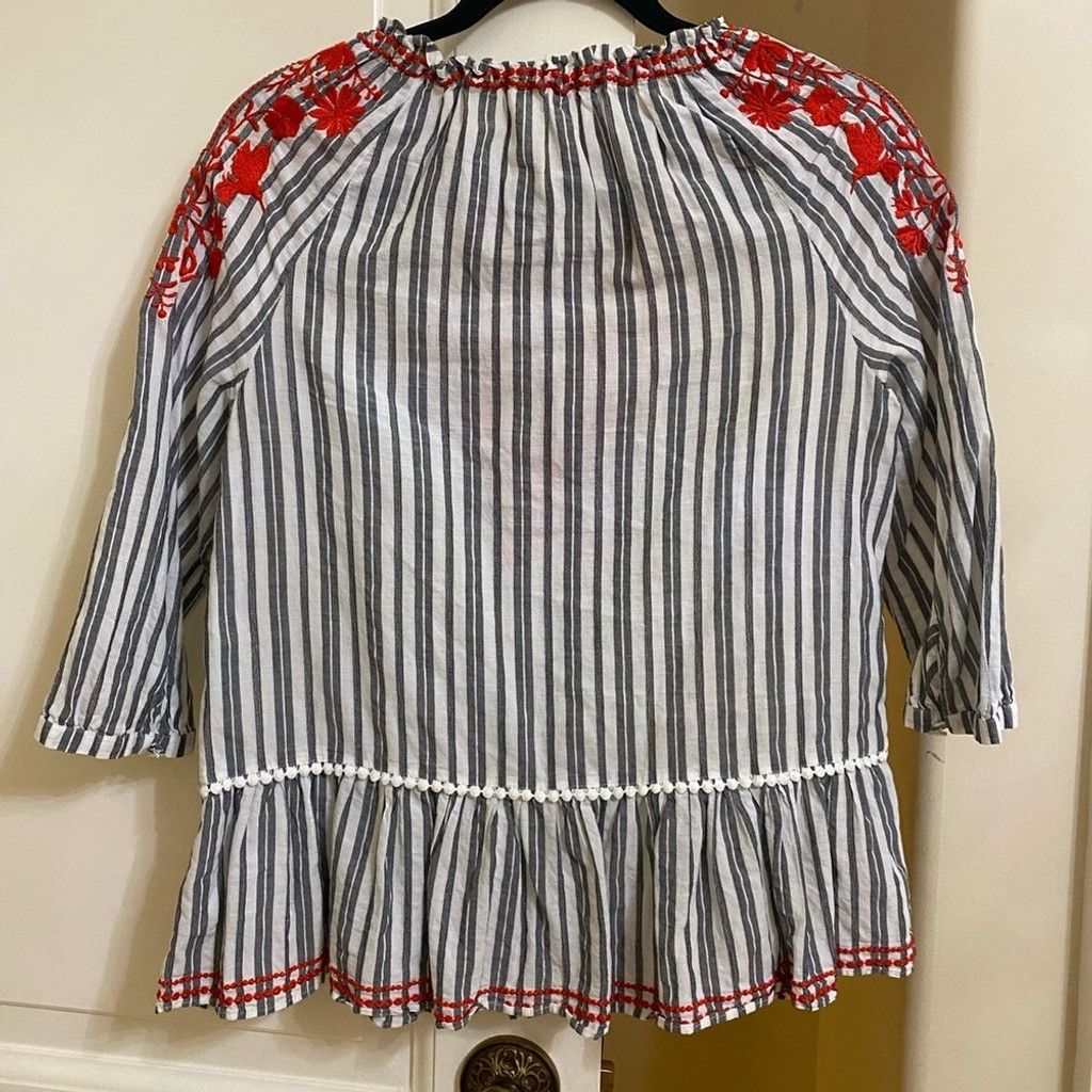 Kate Spade Kate Spade Broome Street Embroidered and Striped Peasant Top Size XS / US 0-2 / IT 36-38 - 3 Thumbnail