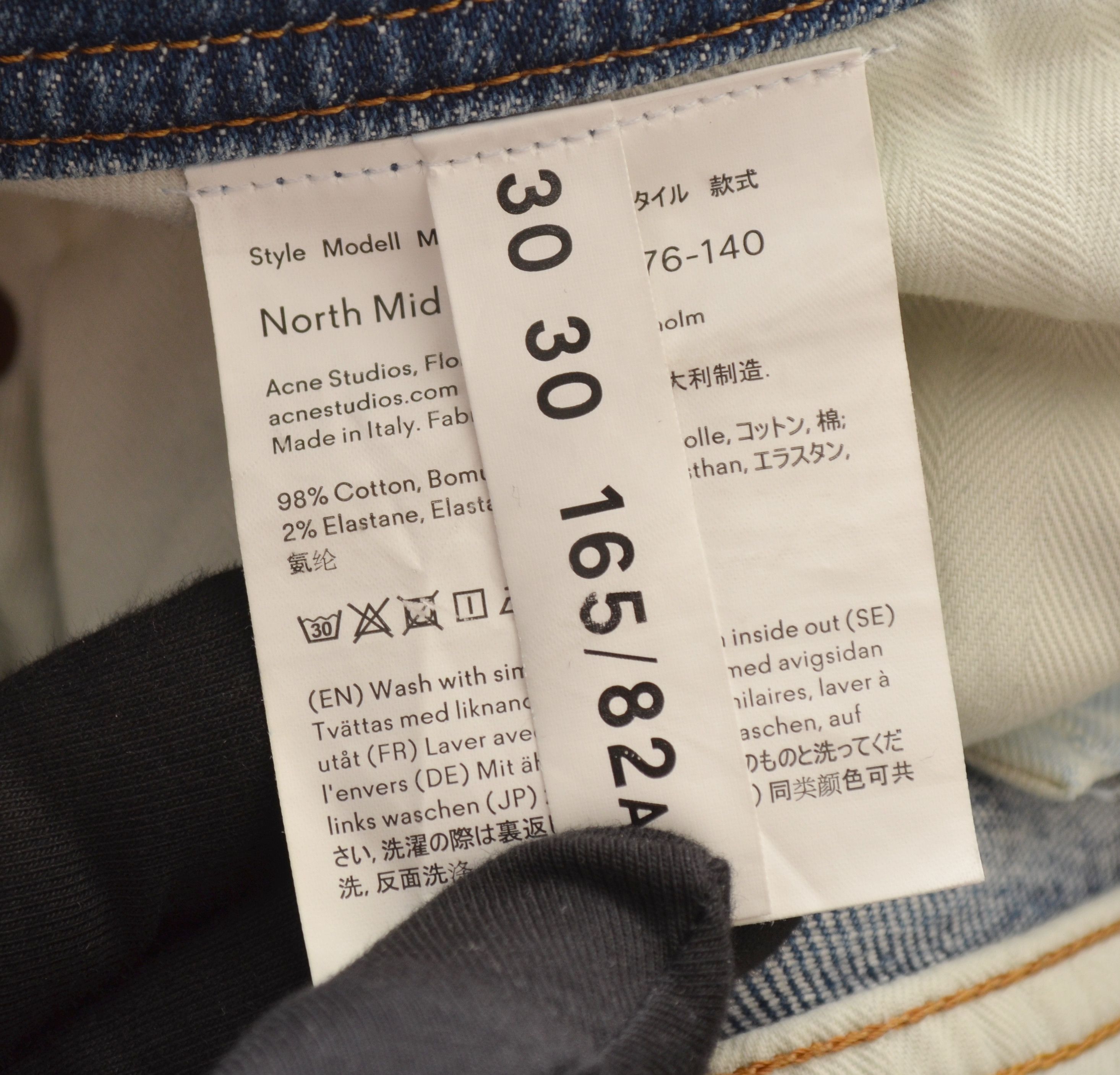 Acne Studios Bla Konst North Mid Blue Denim Jeans Sz W30 L30