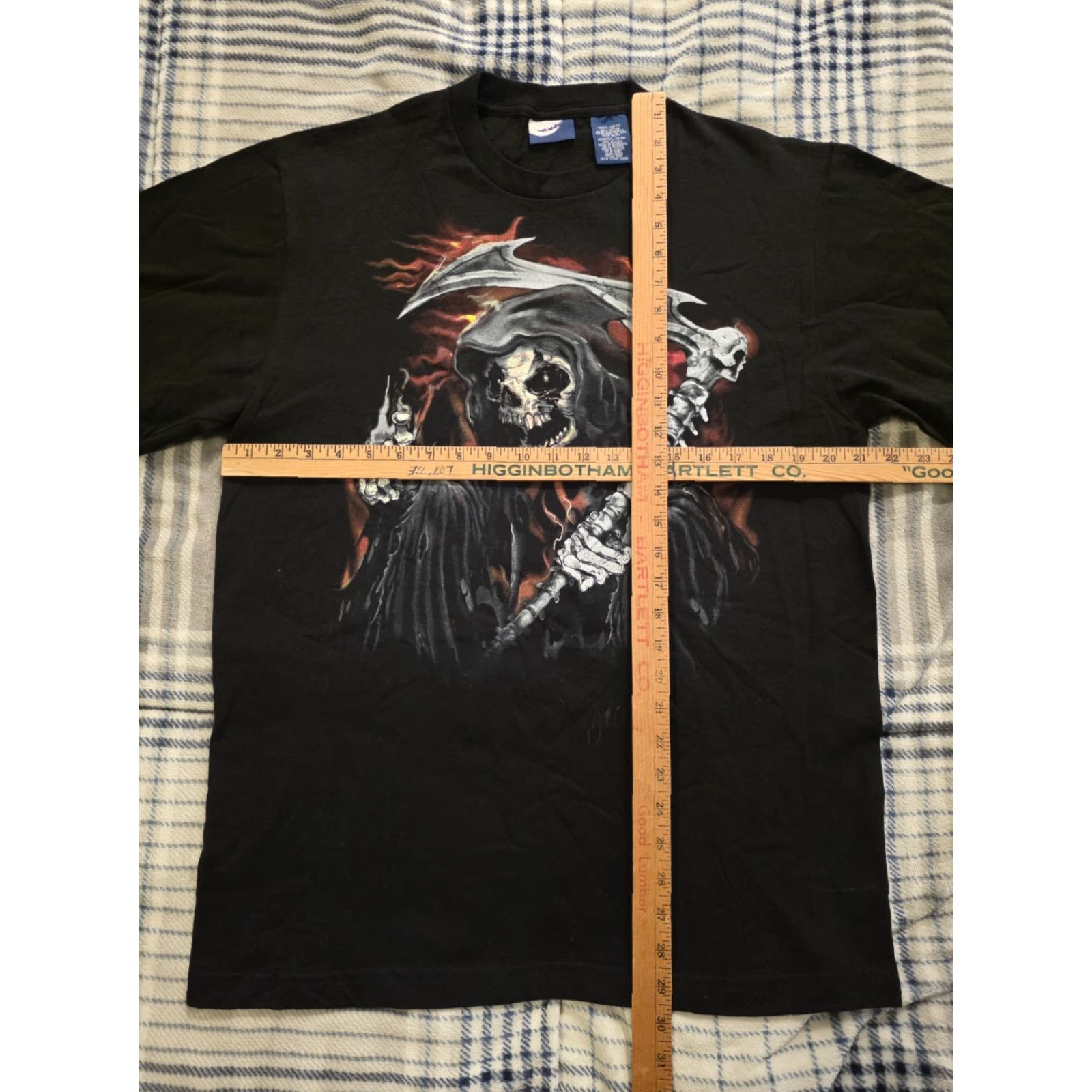 Vintage VINTAGE Greensource Grim Reaper Flames Graphic T-shirt Black Mens Large Deadstock Size US L / EU 52-54 / 3 - 5 Thumbnail
