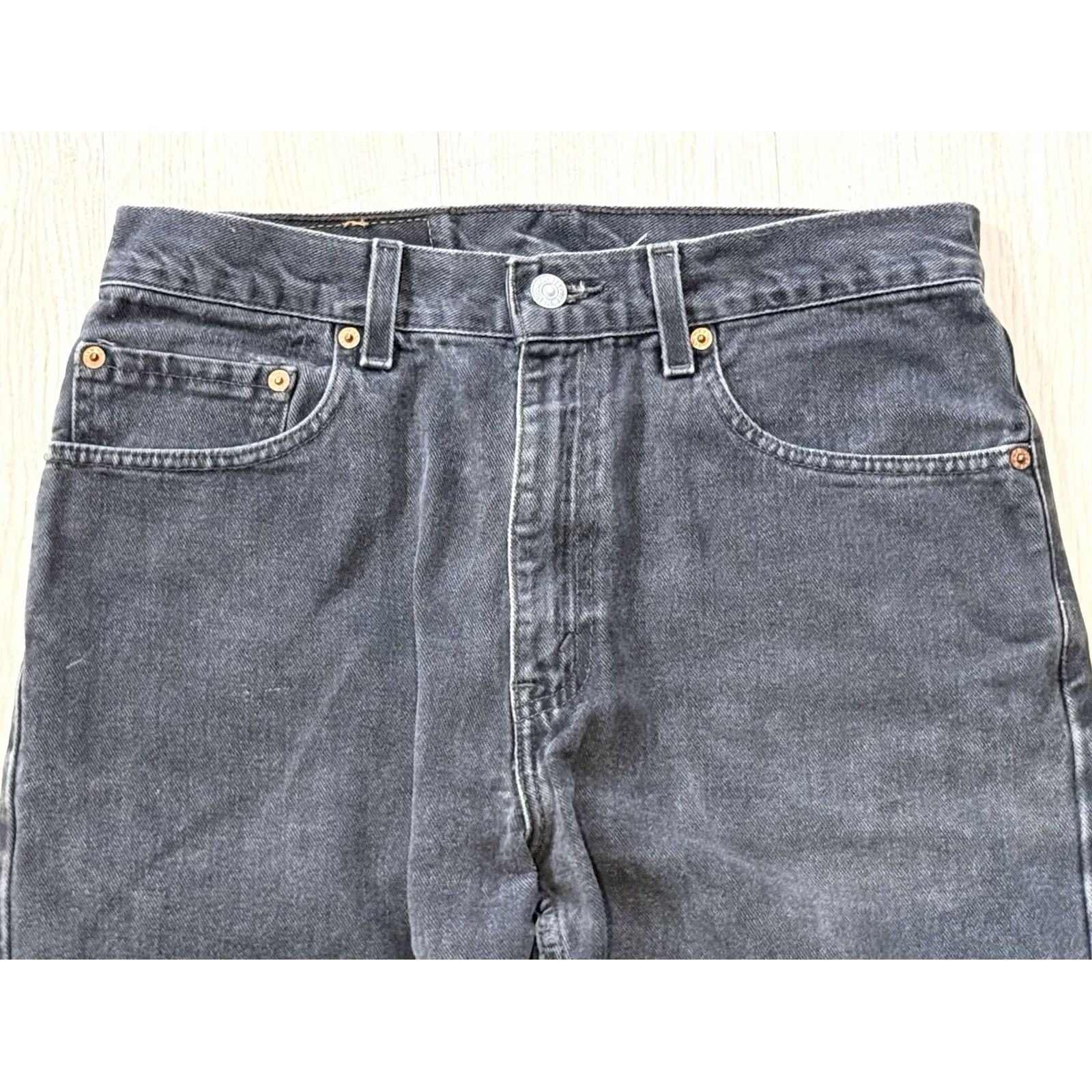 Levi's VINTAGE Levi’s 505 Denim Jeans Distressed Cropped Black 30x25 USA 90s Grunge Hip Hop Straight Size US 30 / EU 46 - 3 Thumbnail