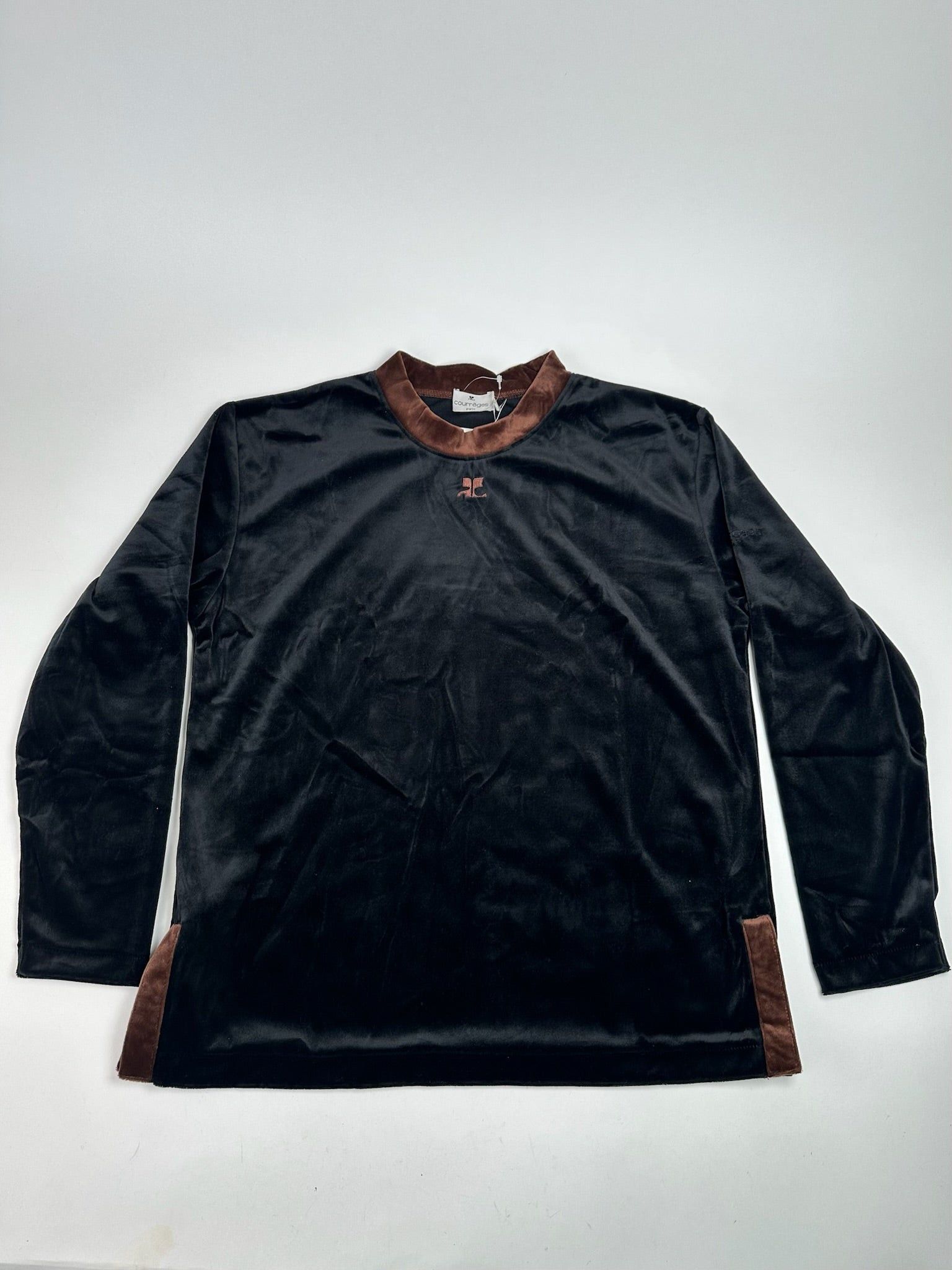 Courreges Vintage samt Sweater black brown Size S / US 4 / IT 40 - 1 Thumbnail