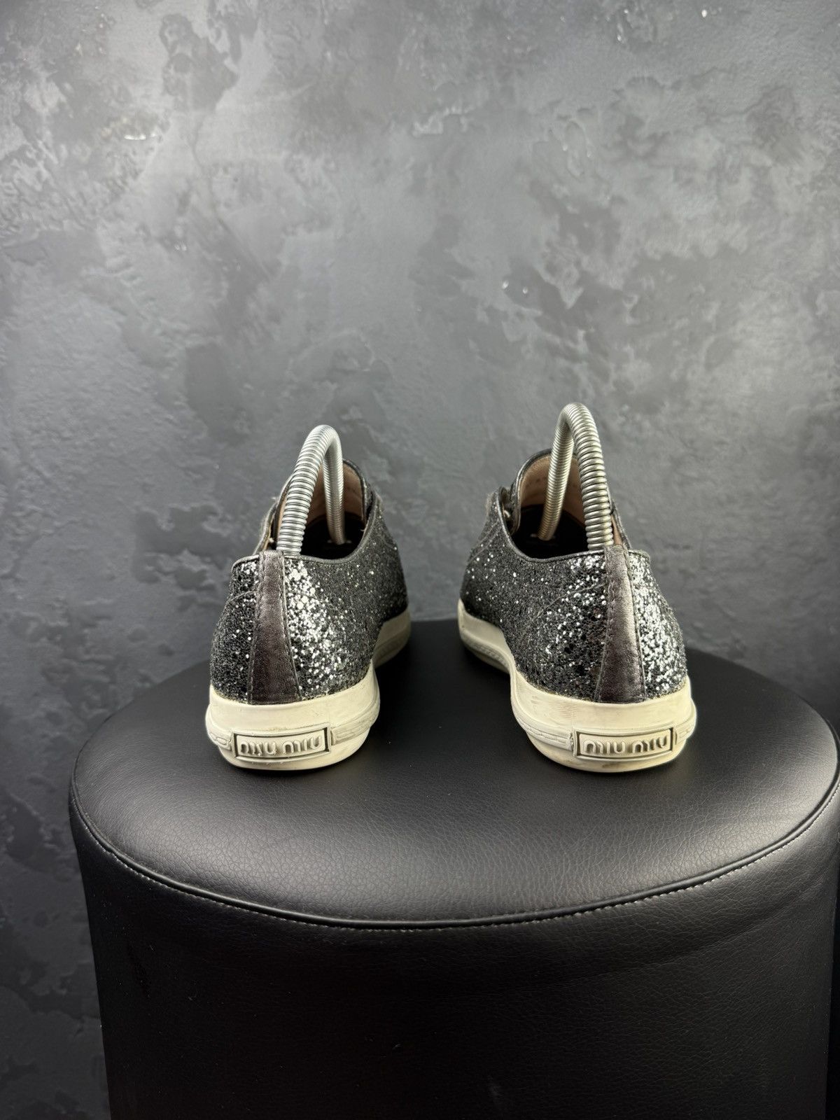 Miu Miu Miu Miu Metallic Grey Glitter Low Top Sneakers Size 38.5 Size US 8 / IT 38 - 7 Thumbnail