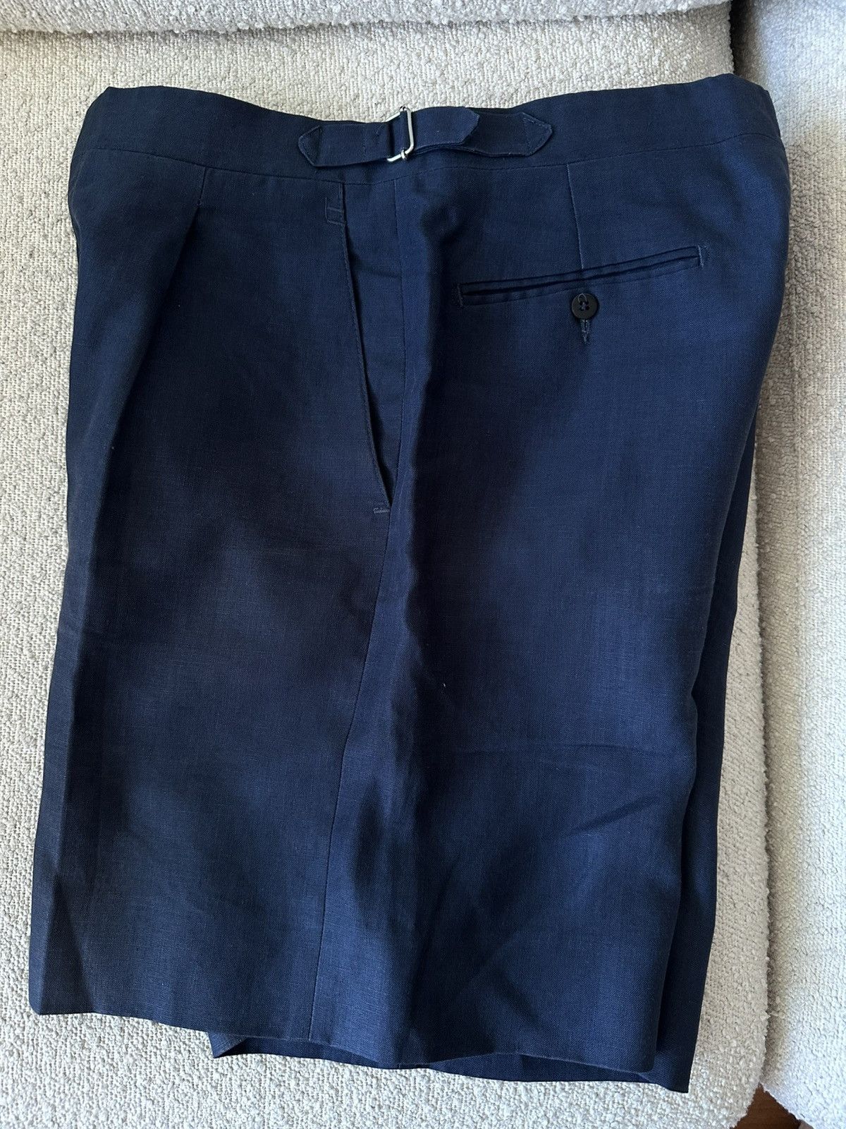 Stoffa Stoffa MTM Shorts (Washed Linen) Single Pleat Short / Indigo Size US 32 / EU 48 - 7 Thumbnail