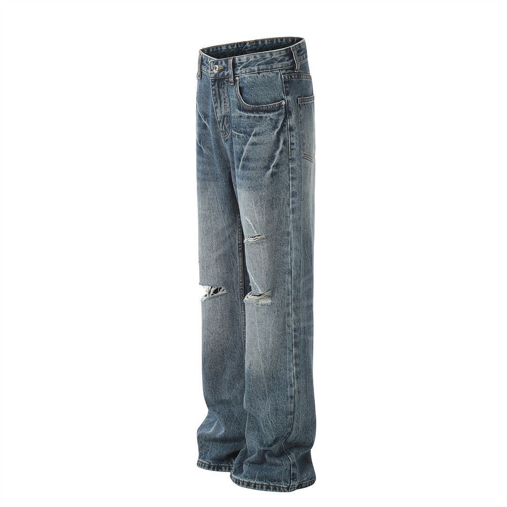 Japanese Brand × Jean Punk street fashion men's distressed ripped washed jeans Size US 34 / EU 50 - 2 Thumbnail