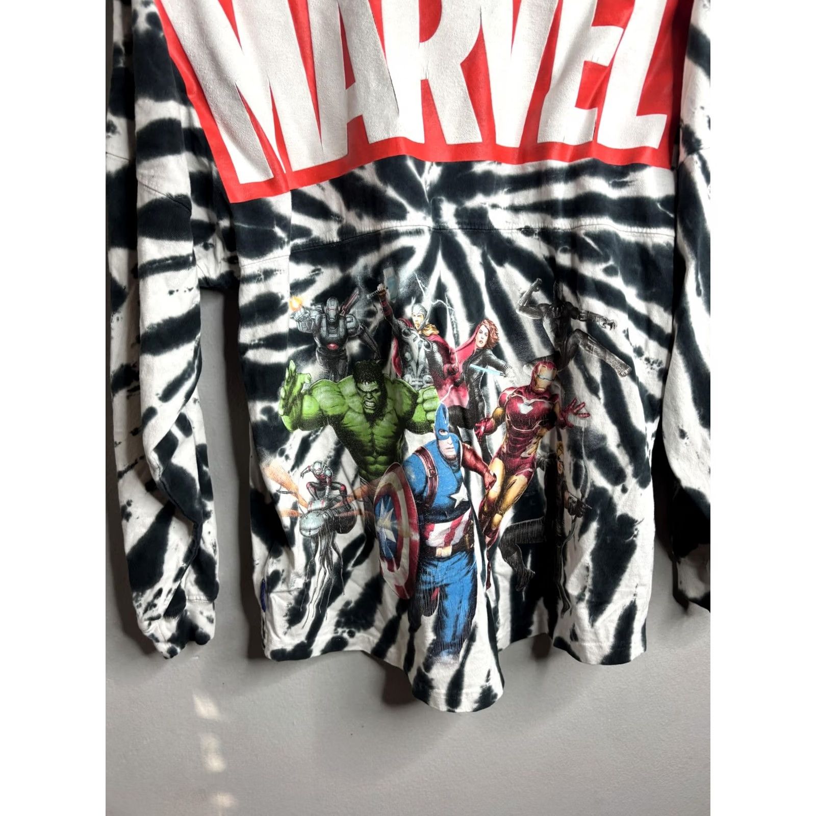 Vintage Marvel Shirt Mens Large Black White Tie Dye Avengers Long Sleeve Graphic T-Shirt Size US L / EU 52-54 / 3 - 2 Thumbnail