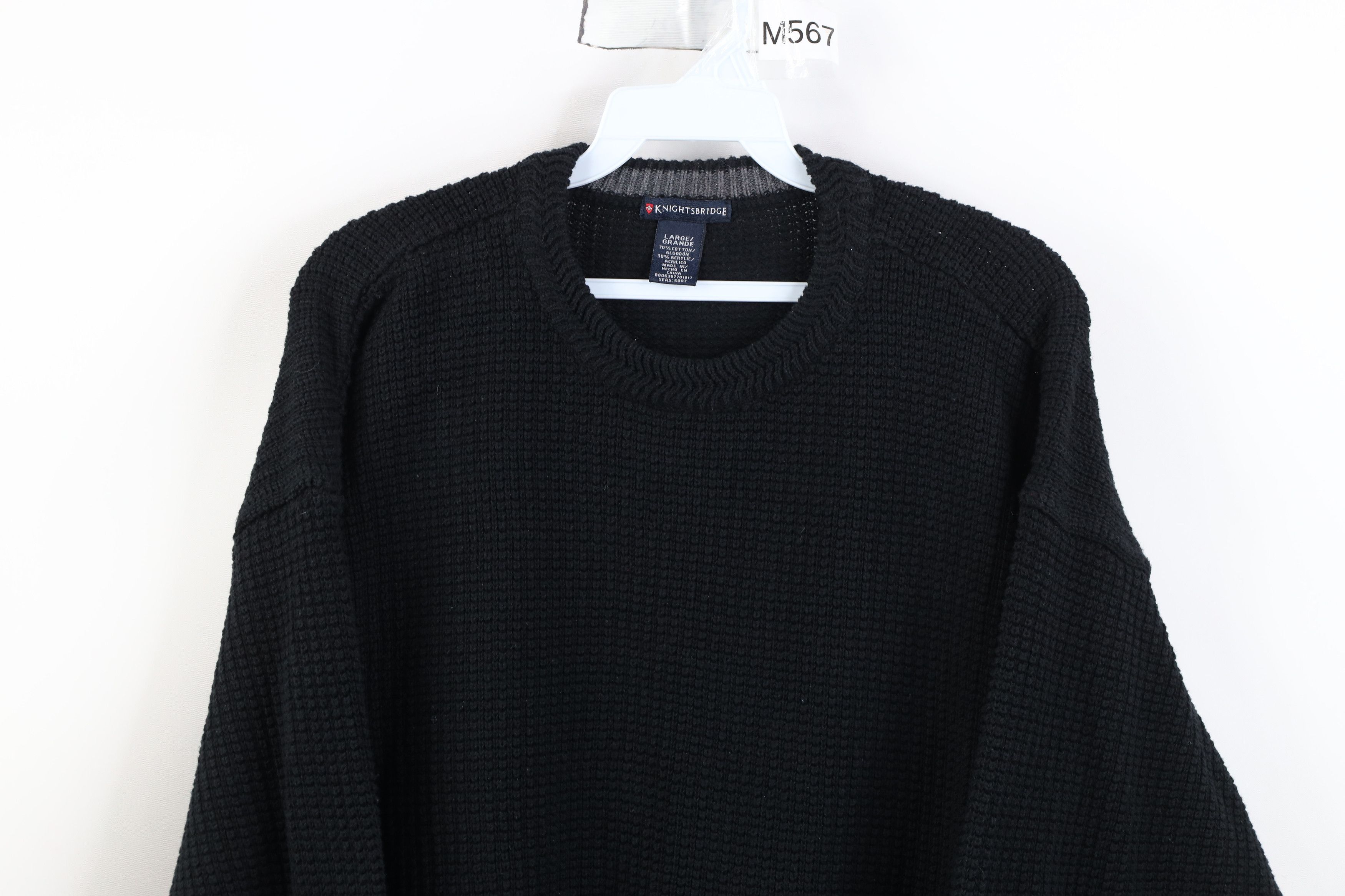 Vintage Vintage 90s Streetwear Ribbed Thermal Knit Sweater Black Size US L / EU 52-54 / 3 - 2 Thumbnail