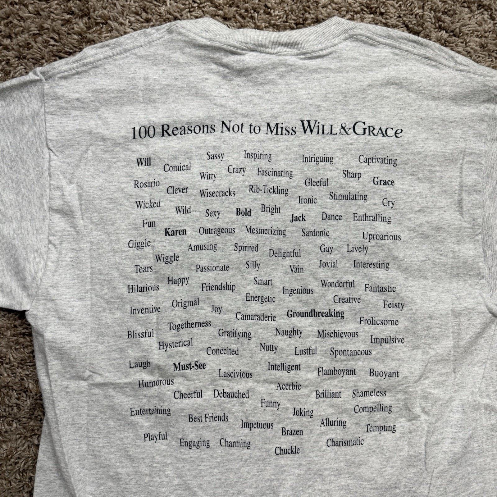 Vintage Vintage Will & Grace TV Show Promo Tee Heather Grey T-Shirt Size US L / EU 52-54 / 3 - 6 Thumbnail