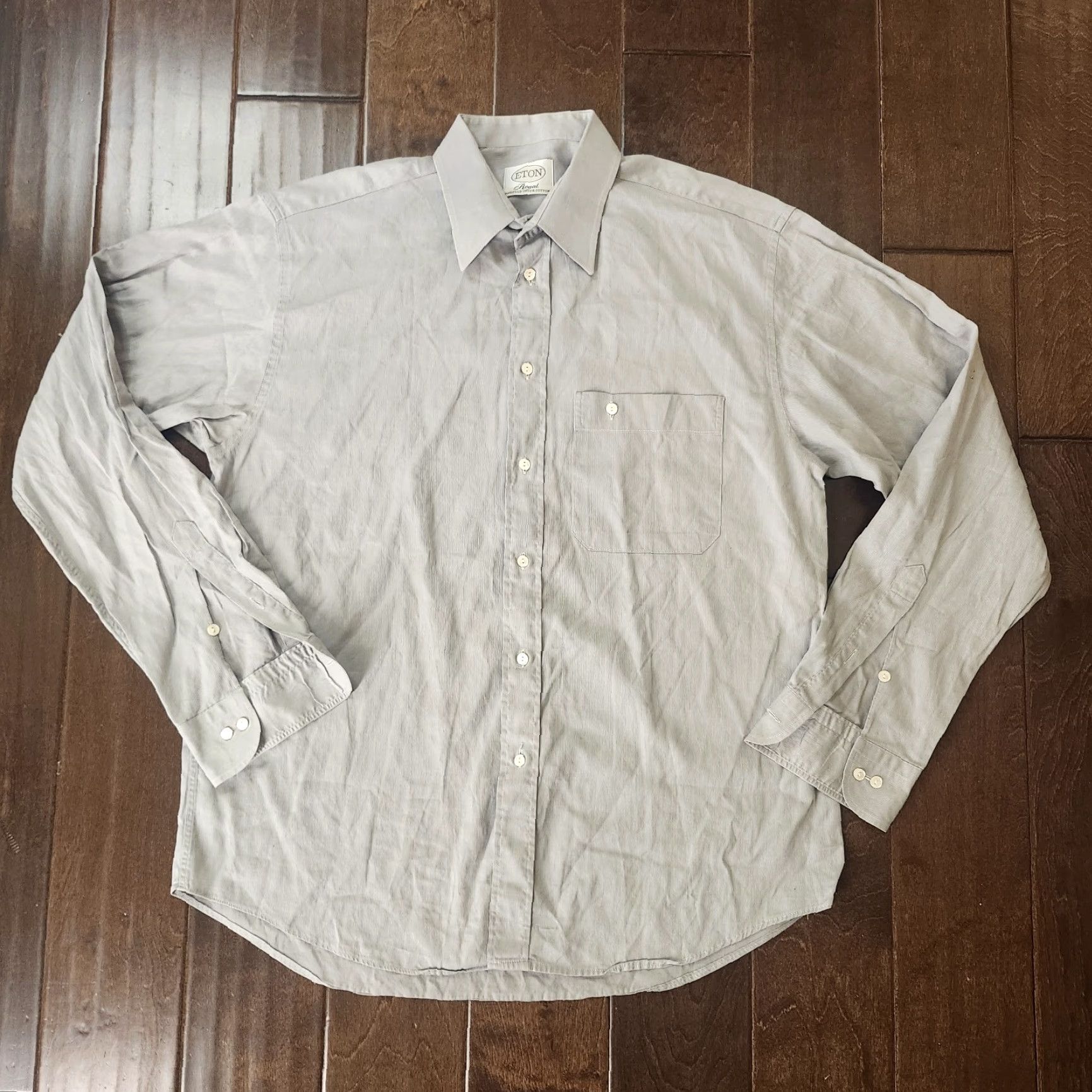Eton ETON Royal Twisted Super Cotton Dress Shirt Mens 40 L Gray Long Sleeve Size 40R - 2 Thumbnail