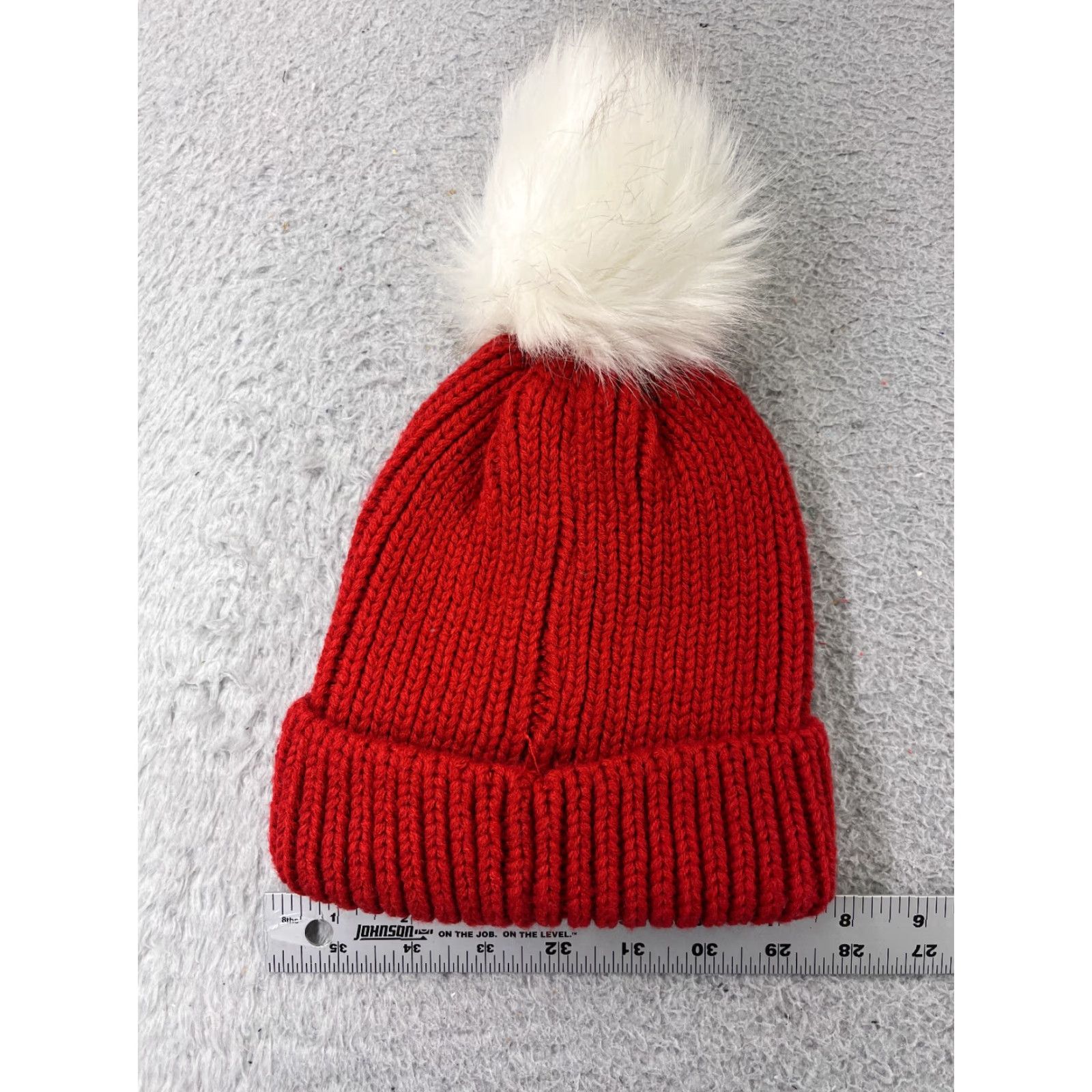 Doublet La Hearts Beanie Toque Womens One Size Red Knit Faux Fur Pom Ski Seasonal Beanie Adult Women Red La Hearts Winter Hats Size ONE SIZE - 4 Thumbnail