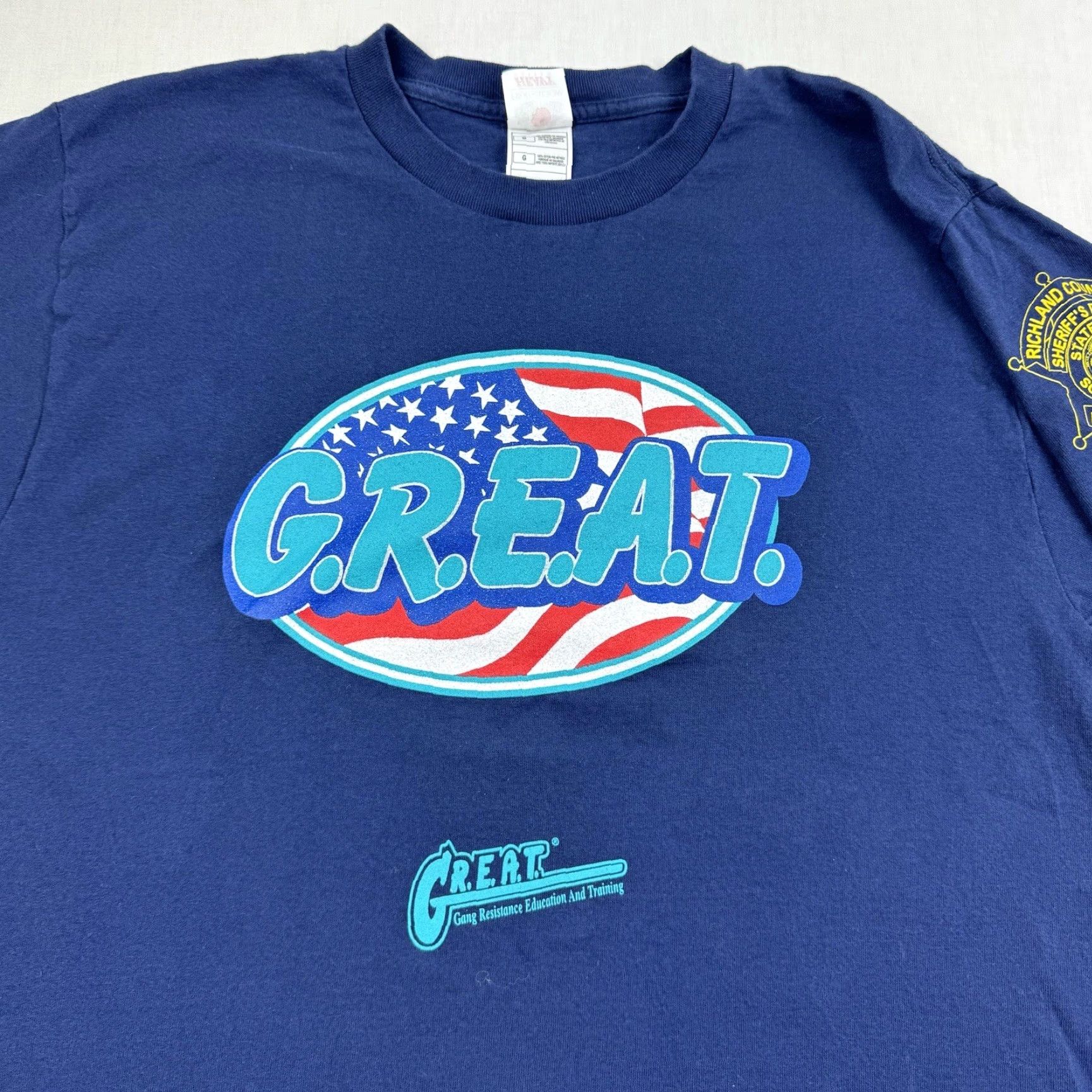 Fruit Of The Loom VINTAGE Great Shirt Men L Blue USA Y2K Gang Resistance Police Training Nike Size US L / EU 52-54 / 3 - 2 Thumbnail