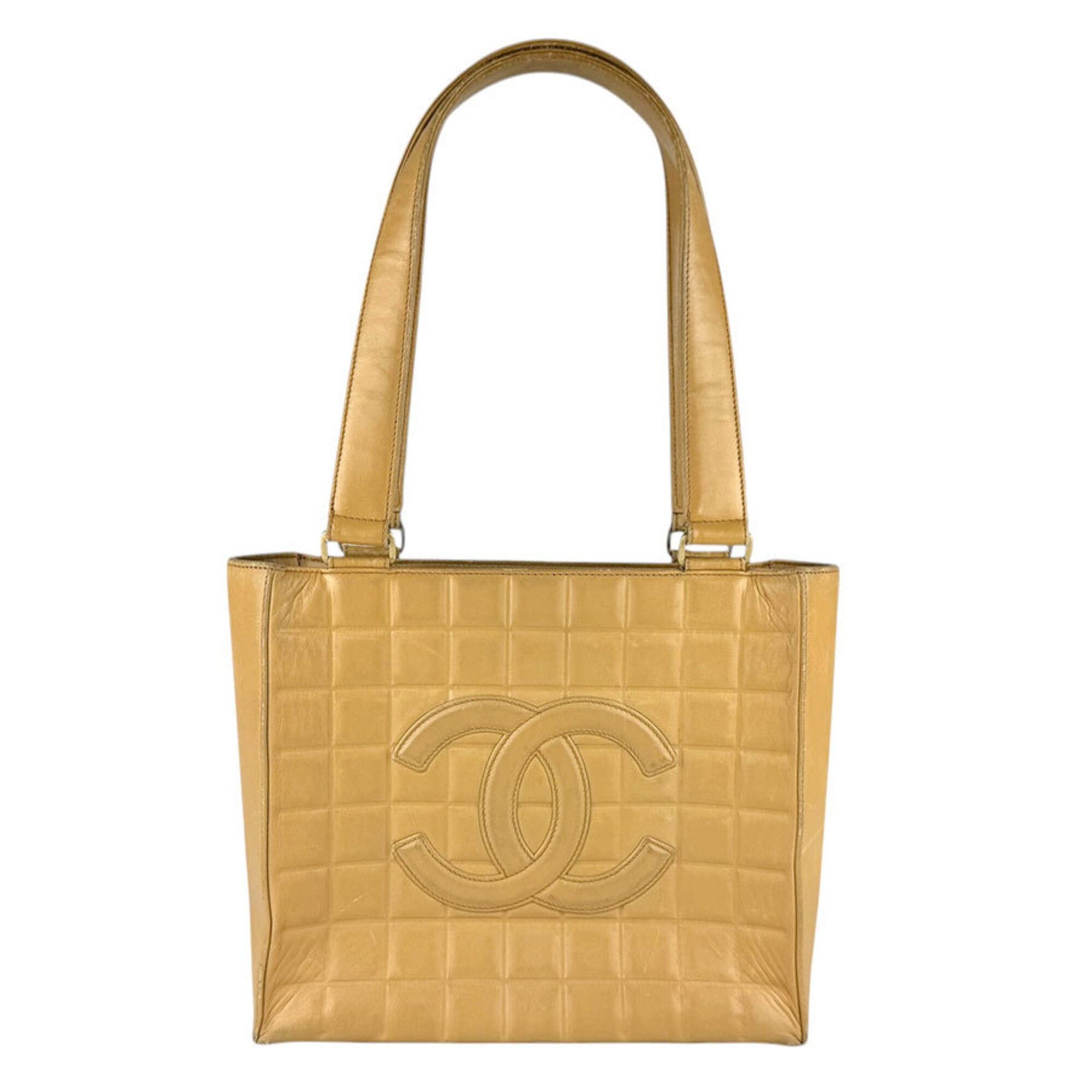 Chanel Chanel Shoulder Bag Tote Chocolate Bar Leather Beige Gold Women's Free Shipping z9200 Size ONE SIZE - 1 Thumbnail