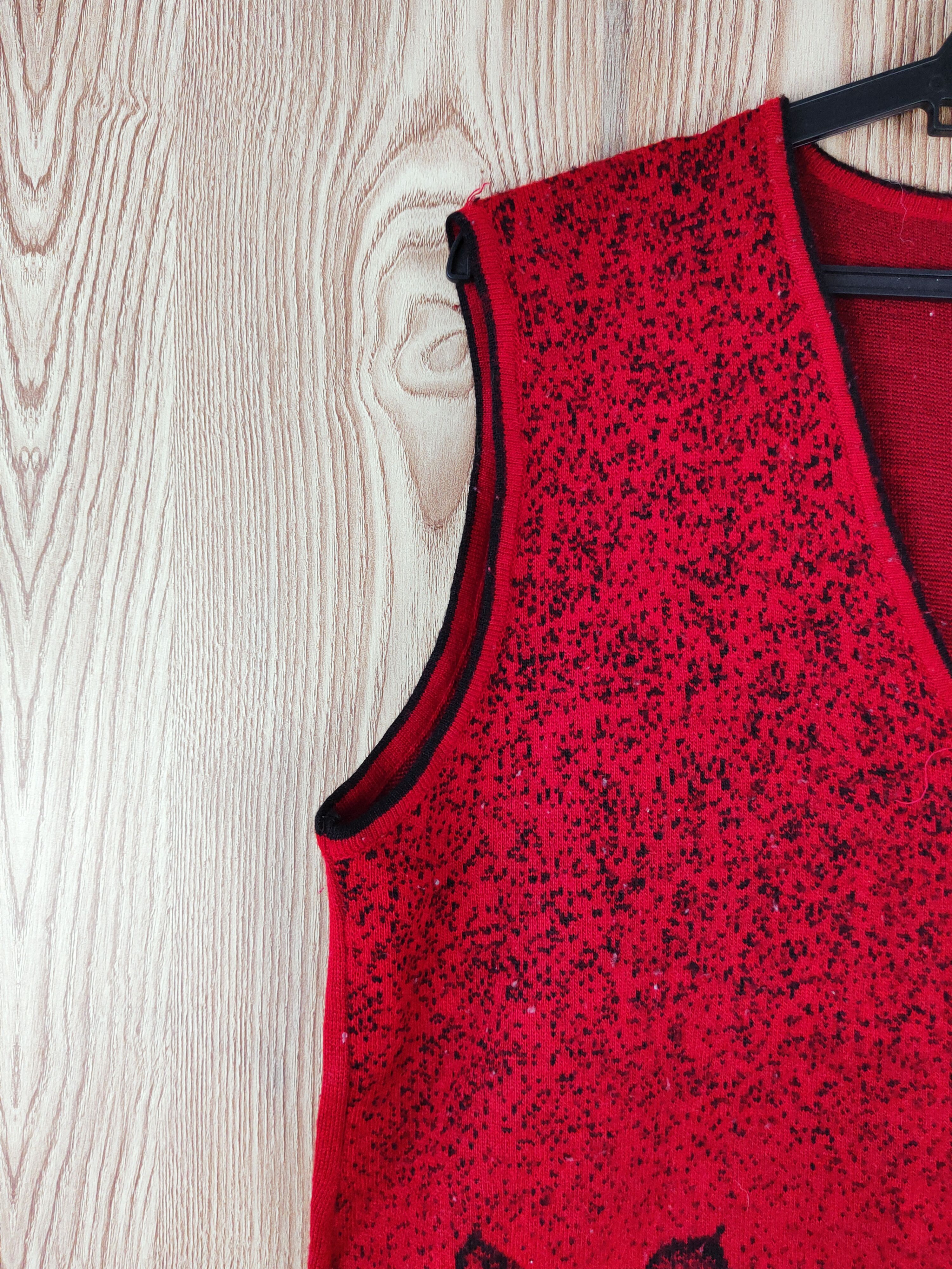 Vintage Ladies Fashion Red Roses Knitwear Cardigan Vests #W164 Size L / US 10 / IT 46 - 5 Thumbnail