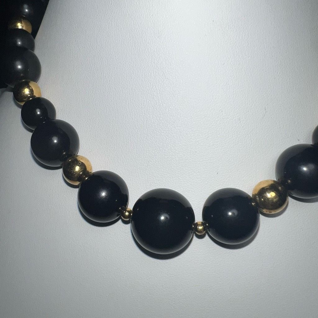 Monet Monet Vintage Black and Gold Beaded Signed Necklace Size ONE SIZE - 2 Thumbnail