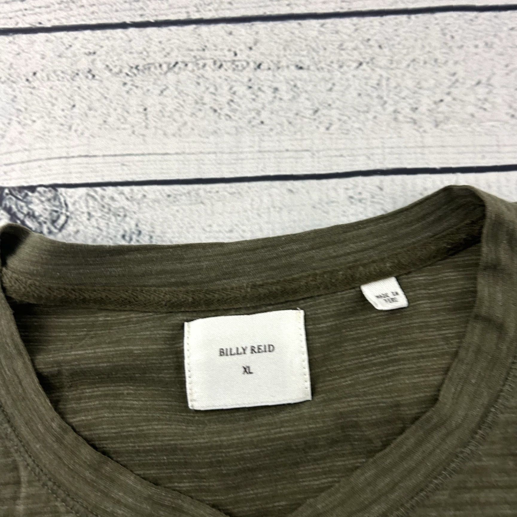Billy Reid Billy Reid Long Sleeve Striped Button-Up Henley Shirt Men's XL Green Size US XL / EU 56 / 4 - 2 Thumbnail