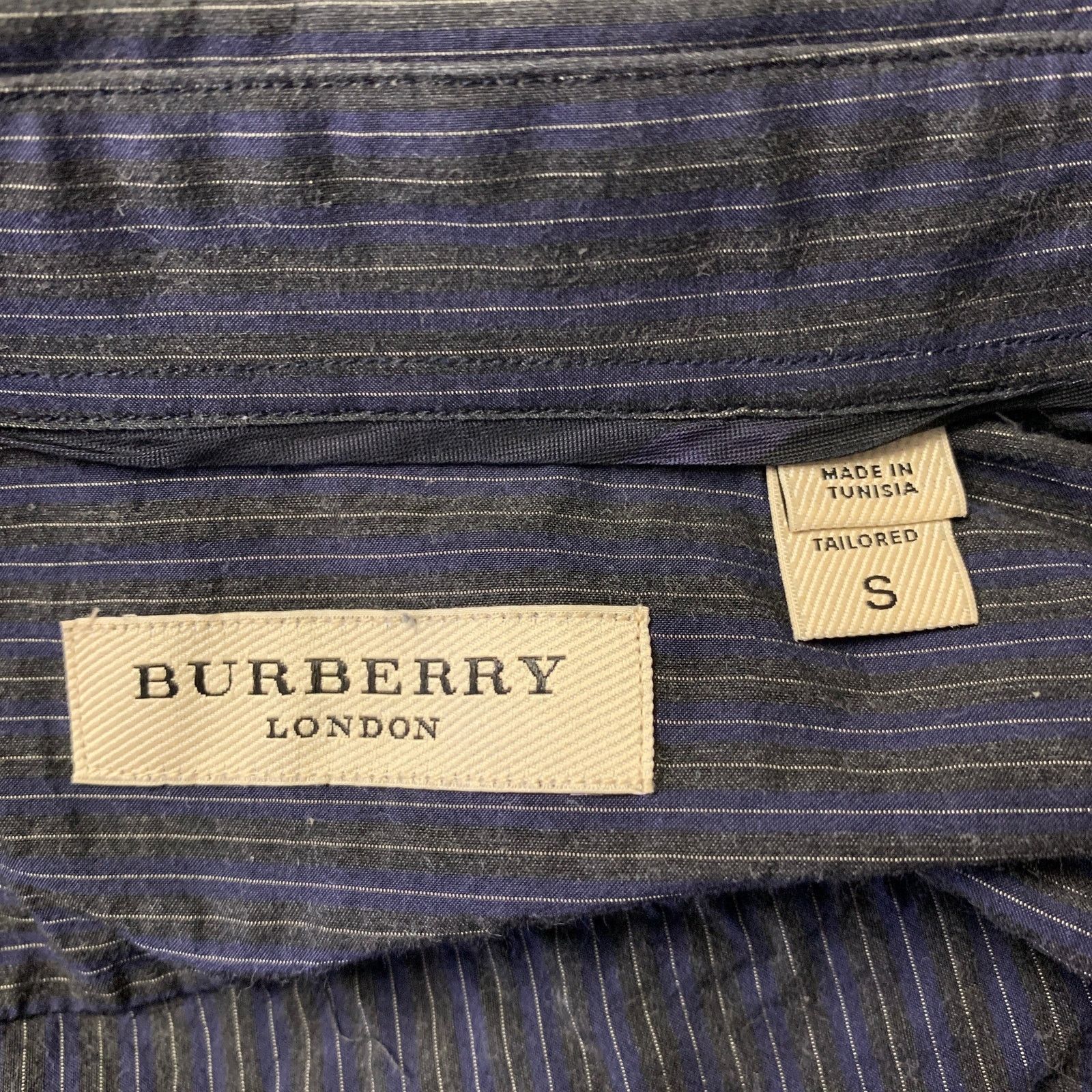 Burberry BURBERRY Size S Navy Grey Pinstripe Cotton Long Sleeve Shirt Size US S / EU 44-46 / 1 - 6 Thumbnail