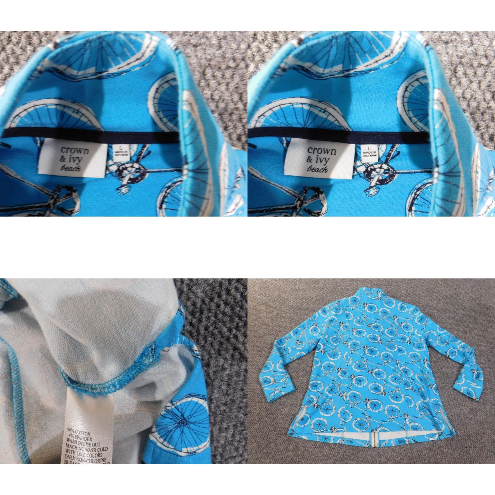 Vintage Crown & Ivy Sweater Blue Cardigan Beach Knit Long Sleeve Women L Raglan Stretch Round Neck Casual Regular Addons: Button, Cable-Knit, Cotton Spandex Size L / US 10 / IT 46 - 8 Thumbnail