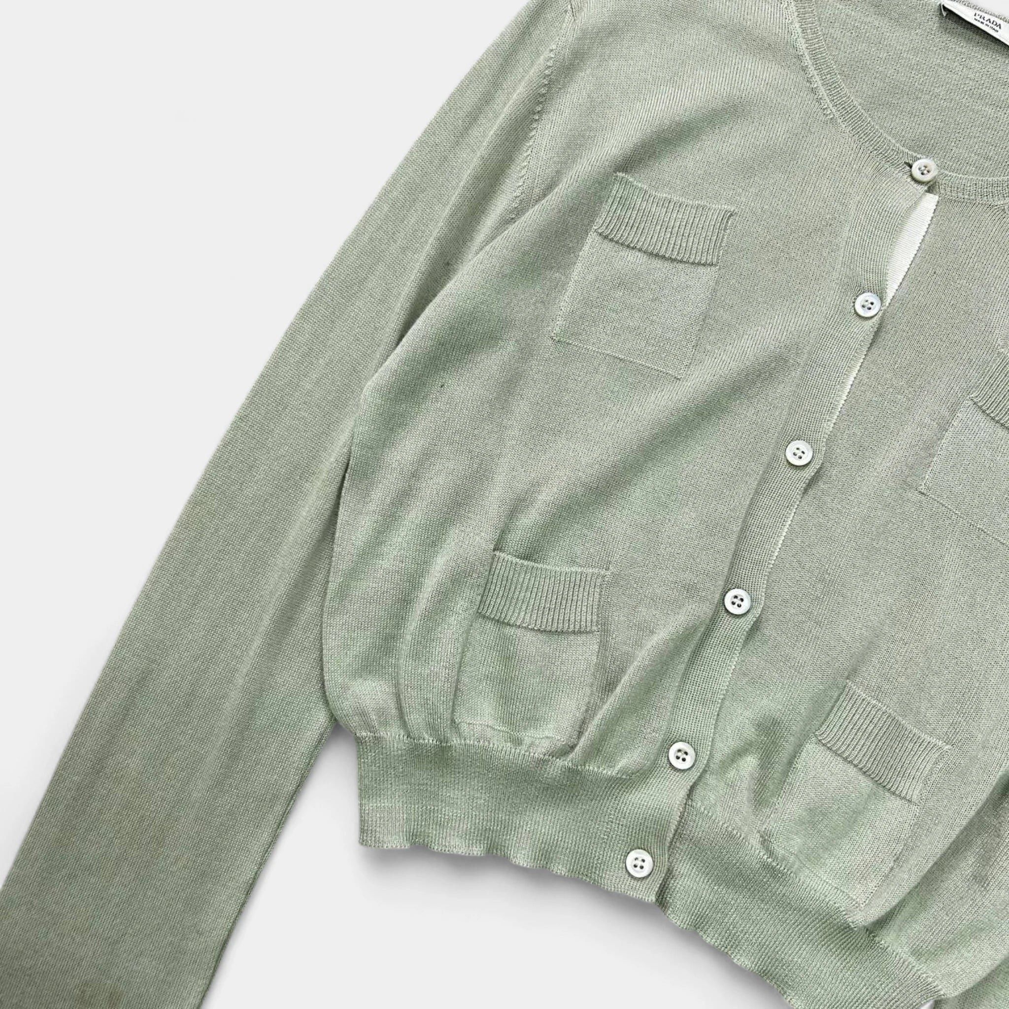 Prada Prada Cropped Green Knit Cardigan Size S / US 4 / IT 40 - 3 Thumbnail